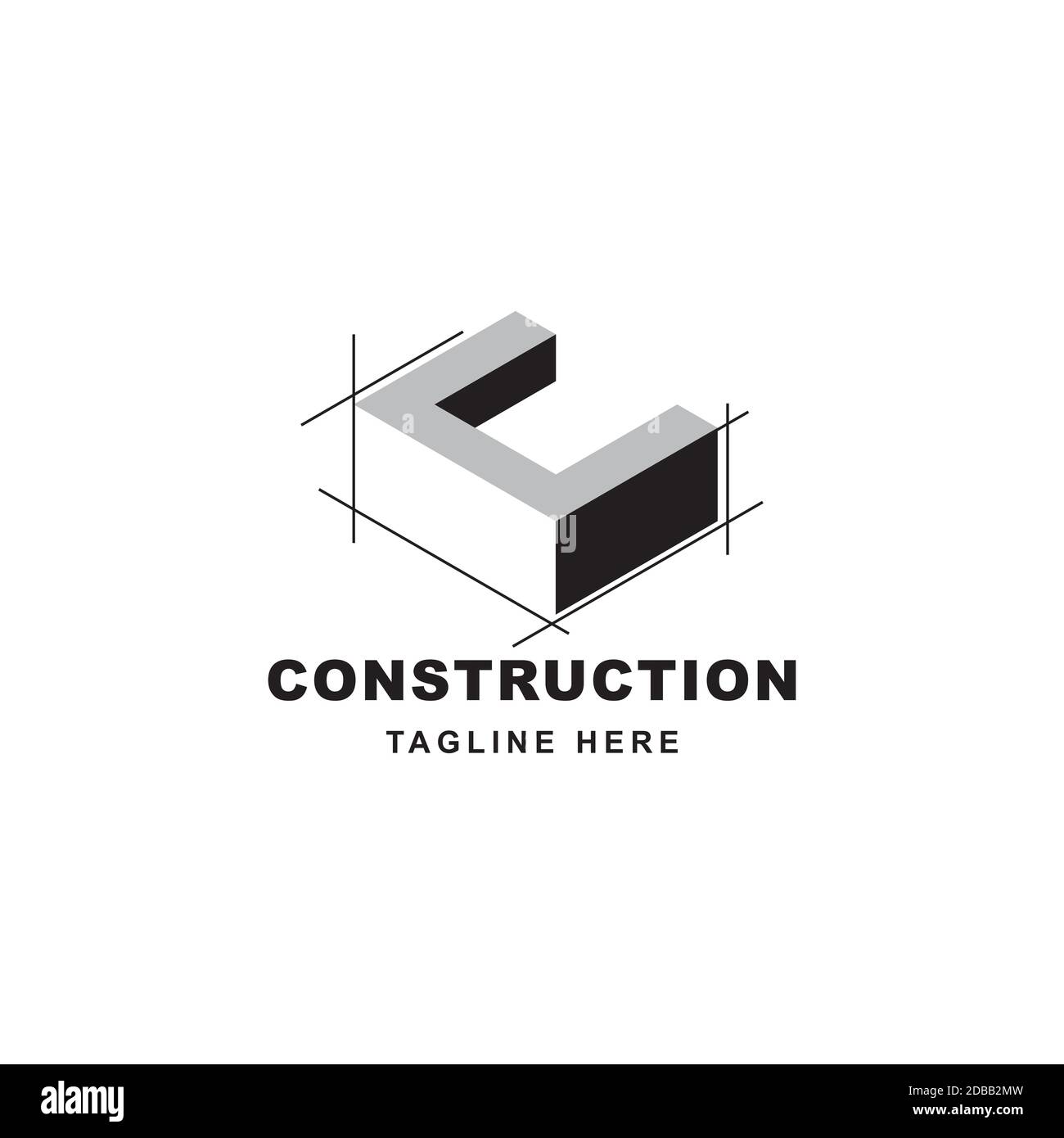 Logo de construction avec icône en forme de lettre C. Lettre C initiale sur le symbole du bâtiment Illustration de Vecteur