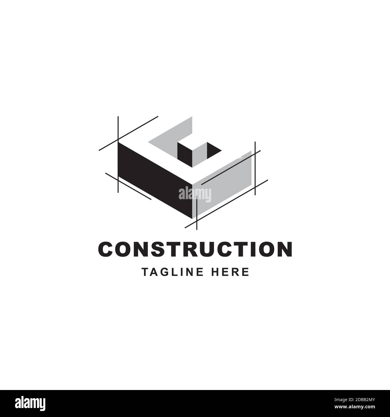 Logo de construction avec icône en forme de lettre G. Lettre G initiale sur le symbole du bâtiment Illustration de Vecteur