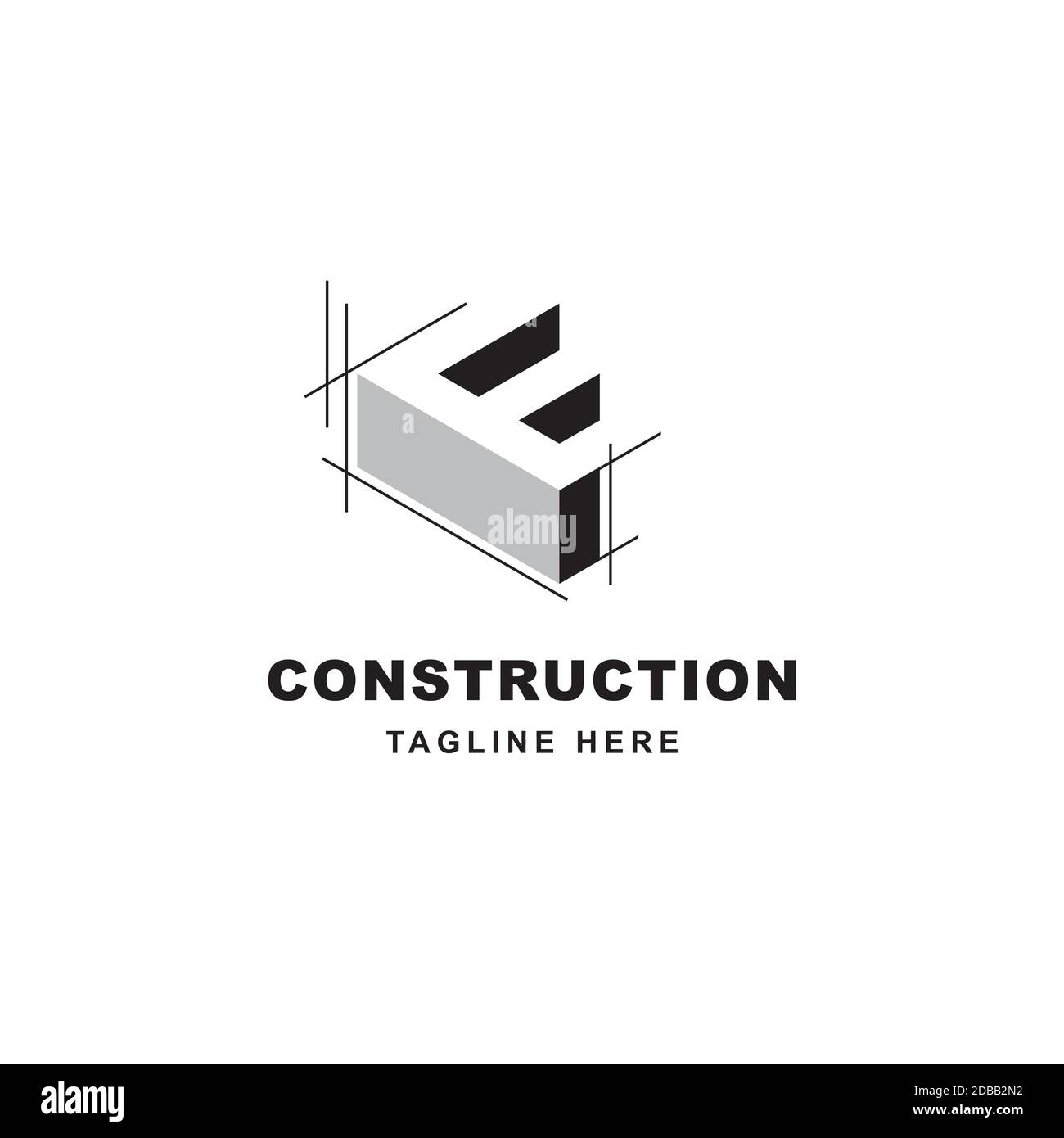 Logo de construction avec icône en forme de F. Lettre F initiale sur le symbole du bâtiment Illustration de Vecteur