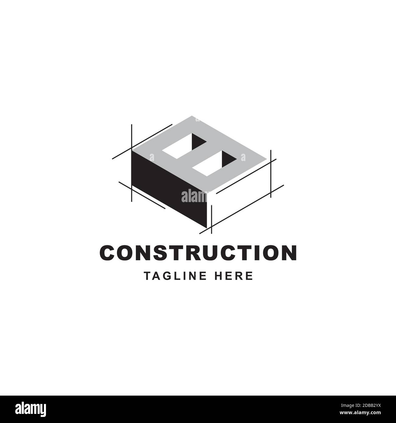 Logo de construction avec icône en forme de lettre B. Lettre initiale B sur le symbole du bâtiment Illustration de Vecteur