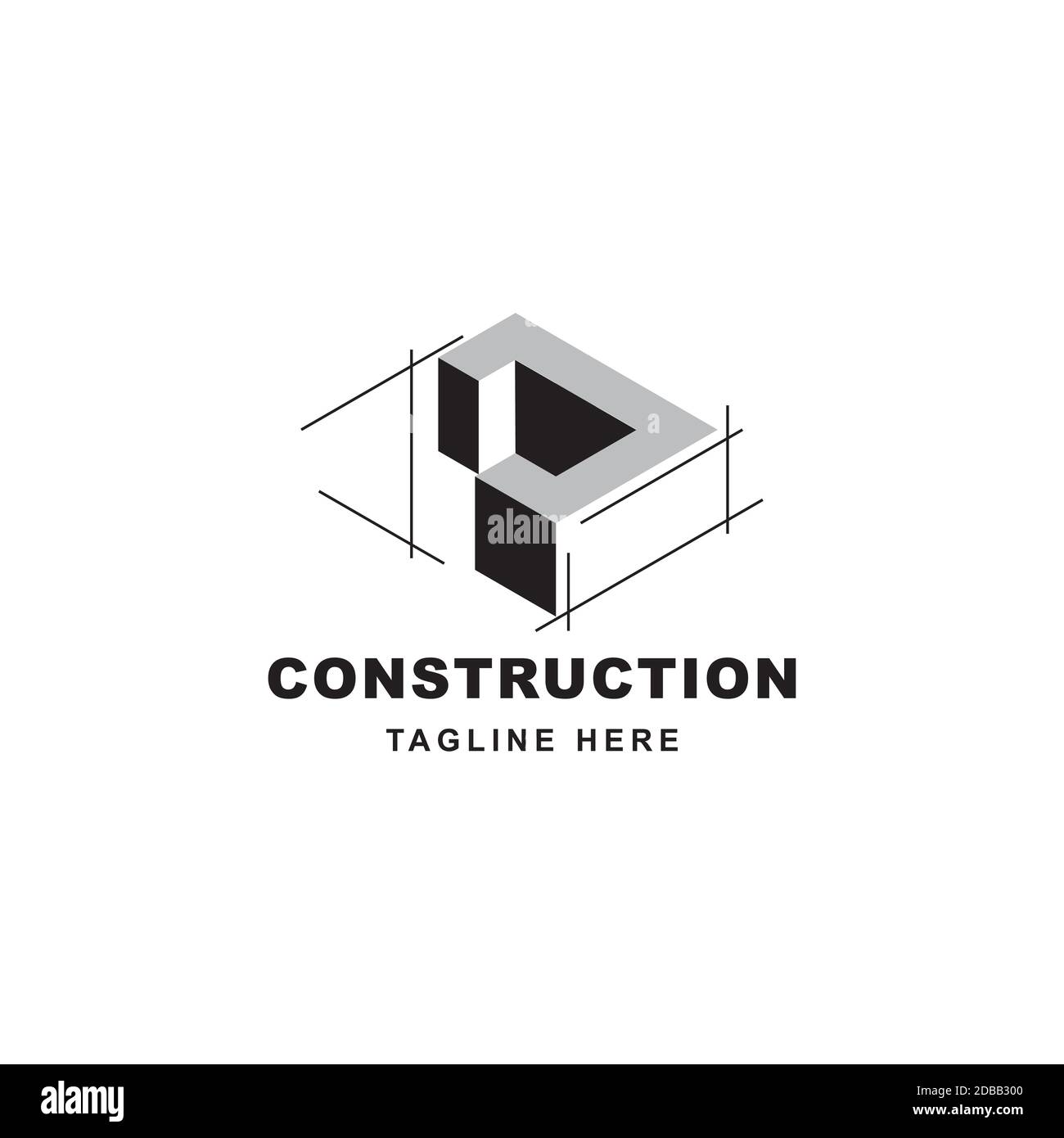 Logo de construction avec icône en forme de J. Lettre J initiale sur le symbole du bâtiment Illustration de Vecteur