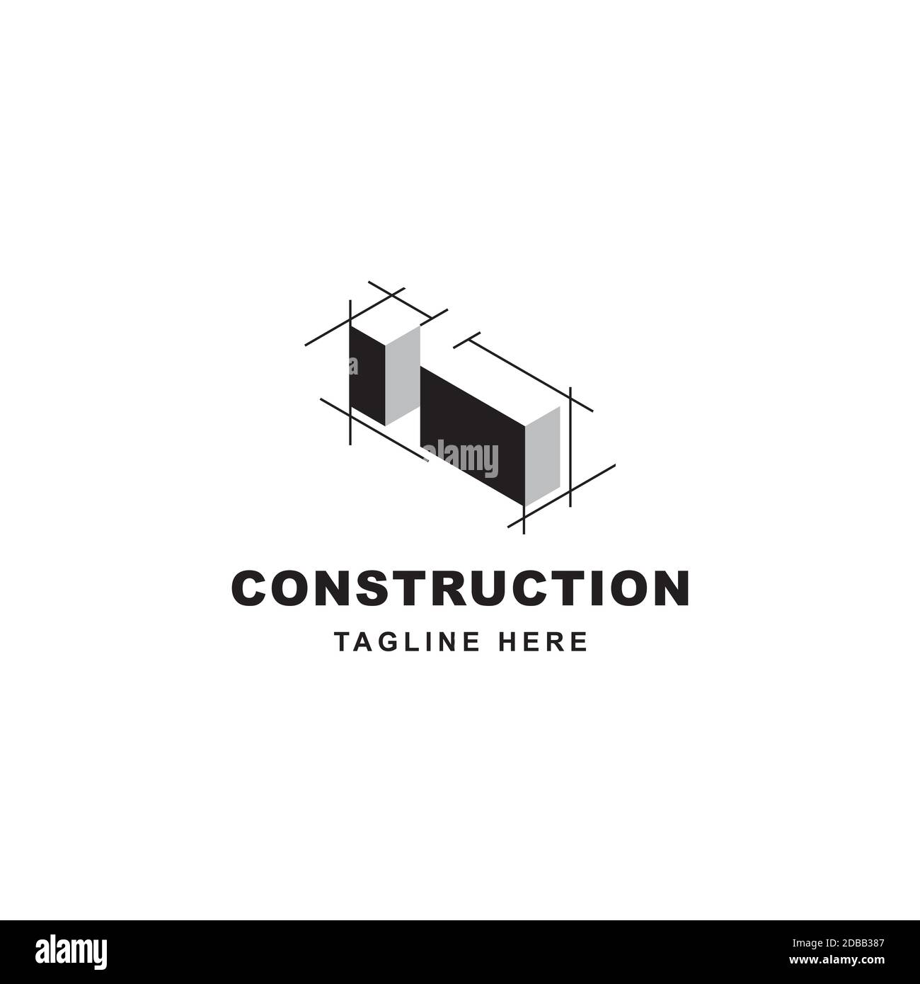 Logo de construction avec icône en forme de lettre I. Lettre initiale I sur le symbole du bâtiment Illustration de Vecteur