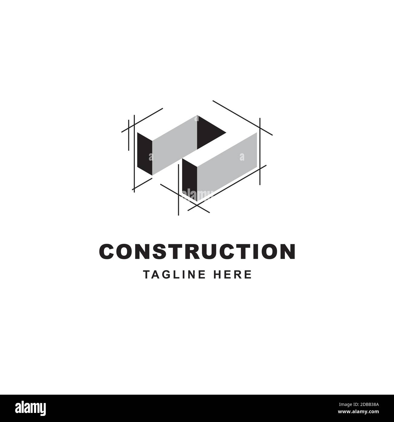 Logo de construction avec icône en forme de N. Lettre N initiale sur le symbole du bâtiment Illustration de Vecteur