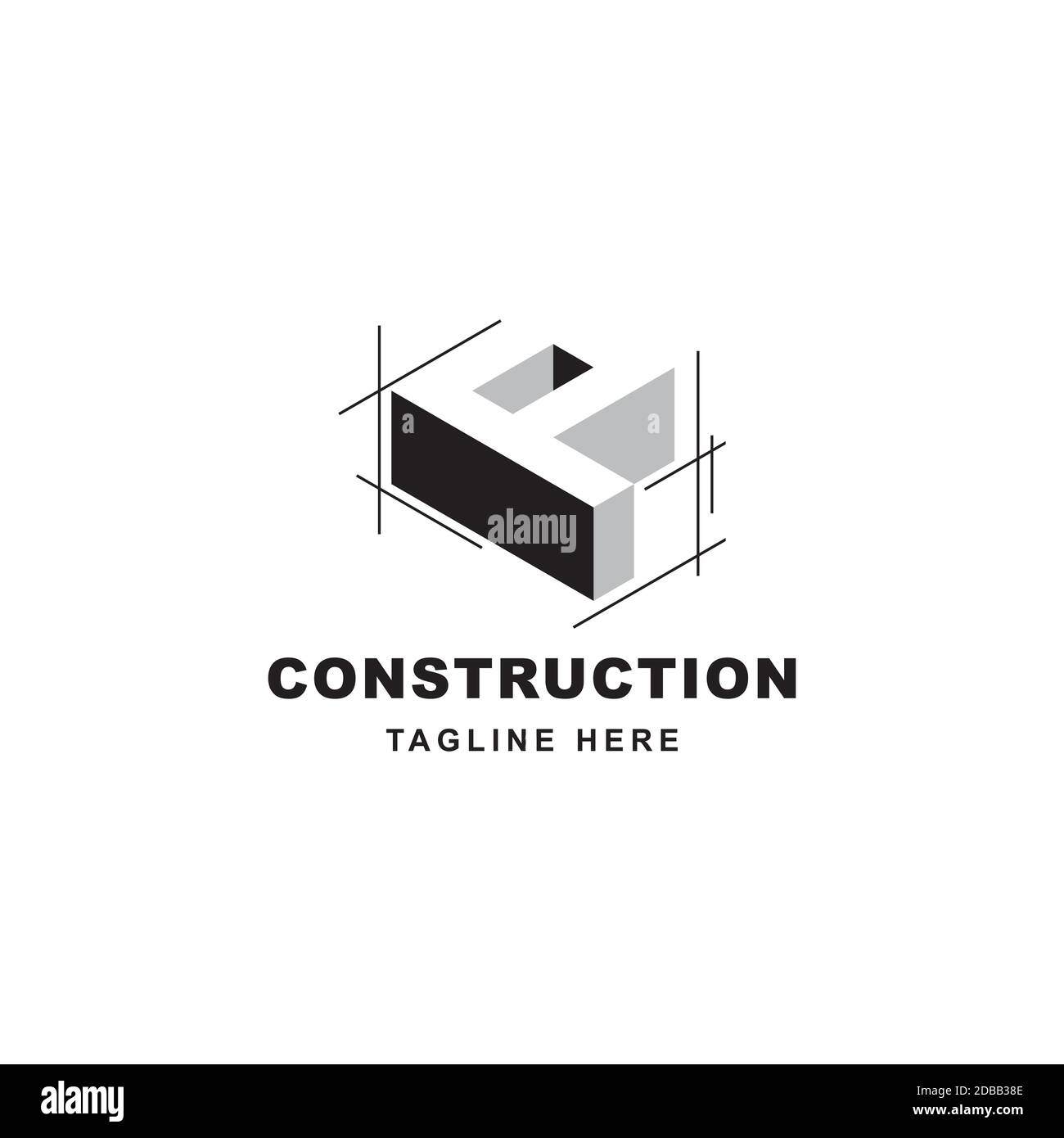 Logo de construction avec icône en forme de P. Lettre P initiale sur le symbole du bâtiment Illustration de Vecteur