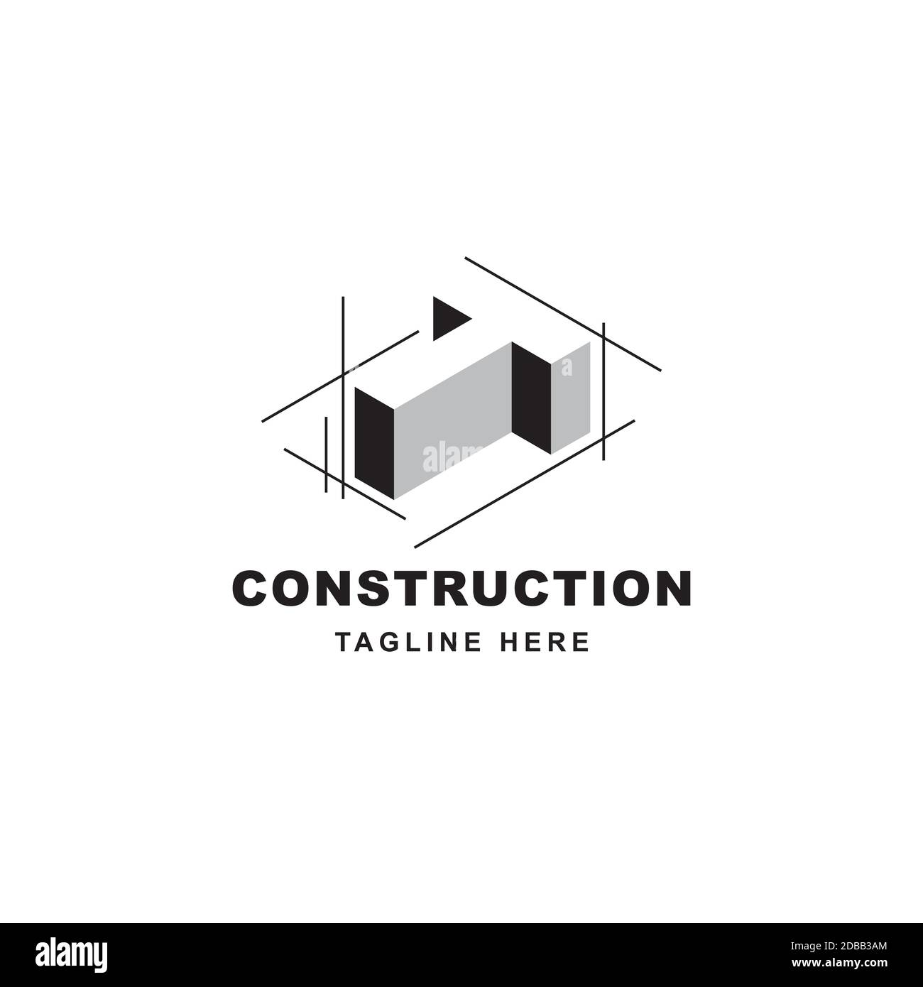 Logo de construction avec icône en forme de T. Lettre T initiale sur le symbole du bâtiment Illustration de Vecteur