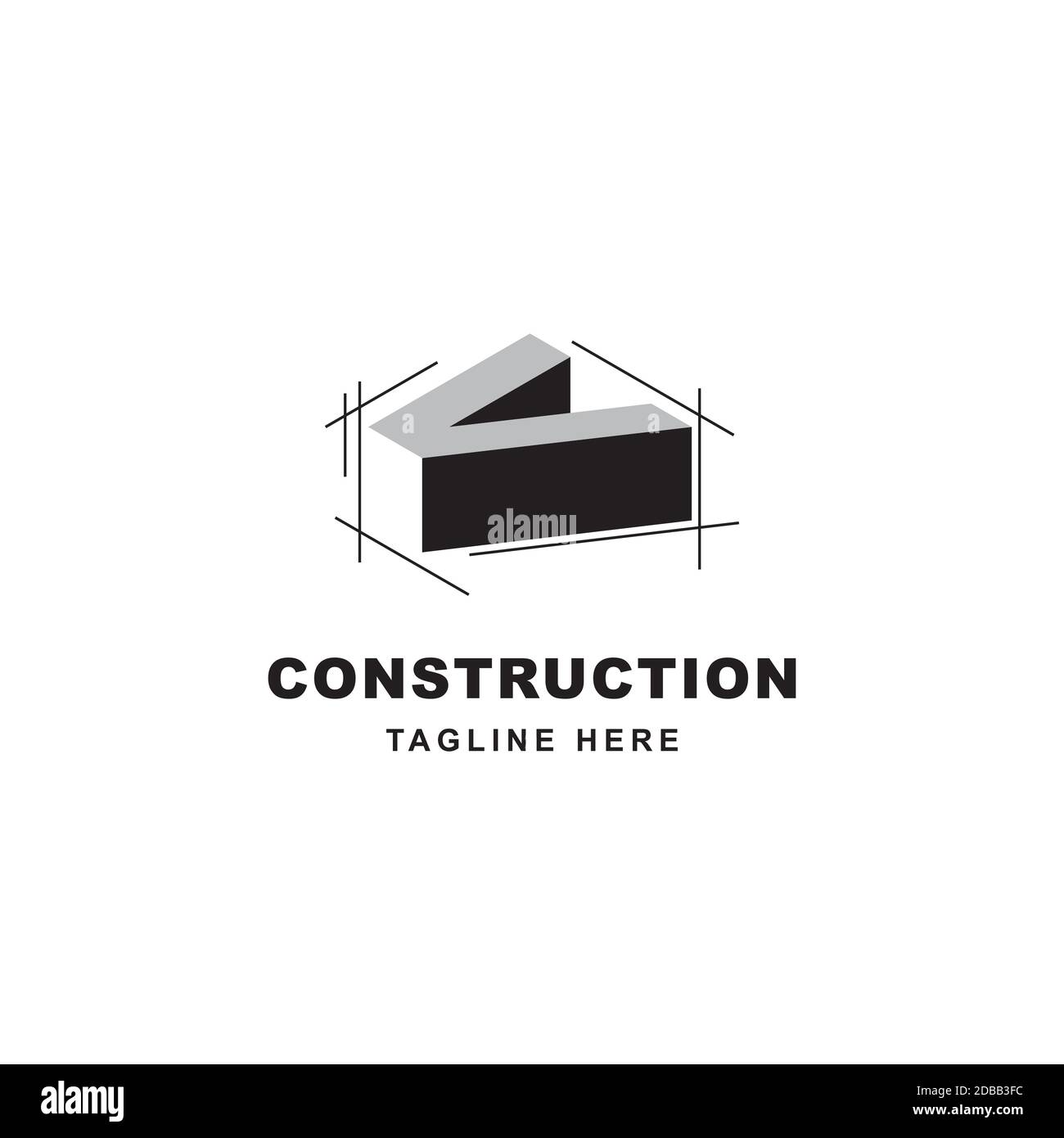 Logo de construction avec icône en forme de V. Lettre V initiale sur le symbole du bâtiment Illustration de Vecteur