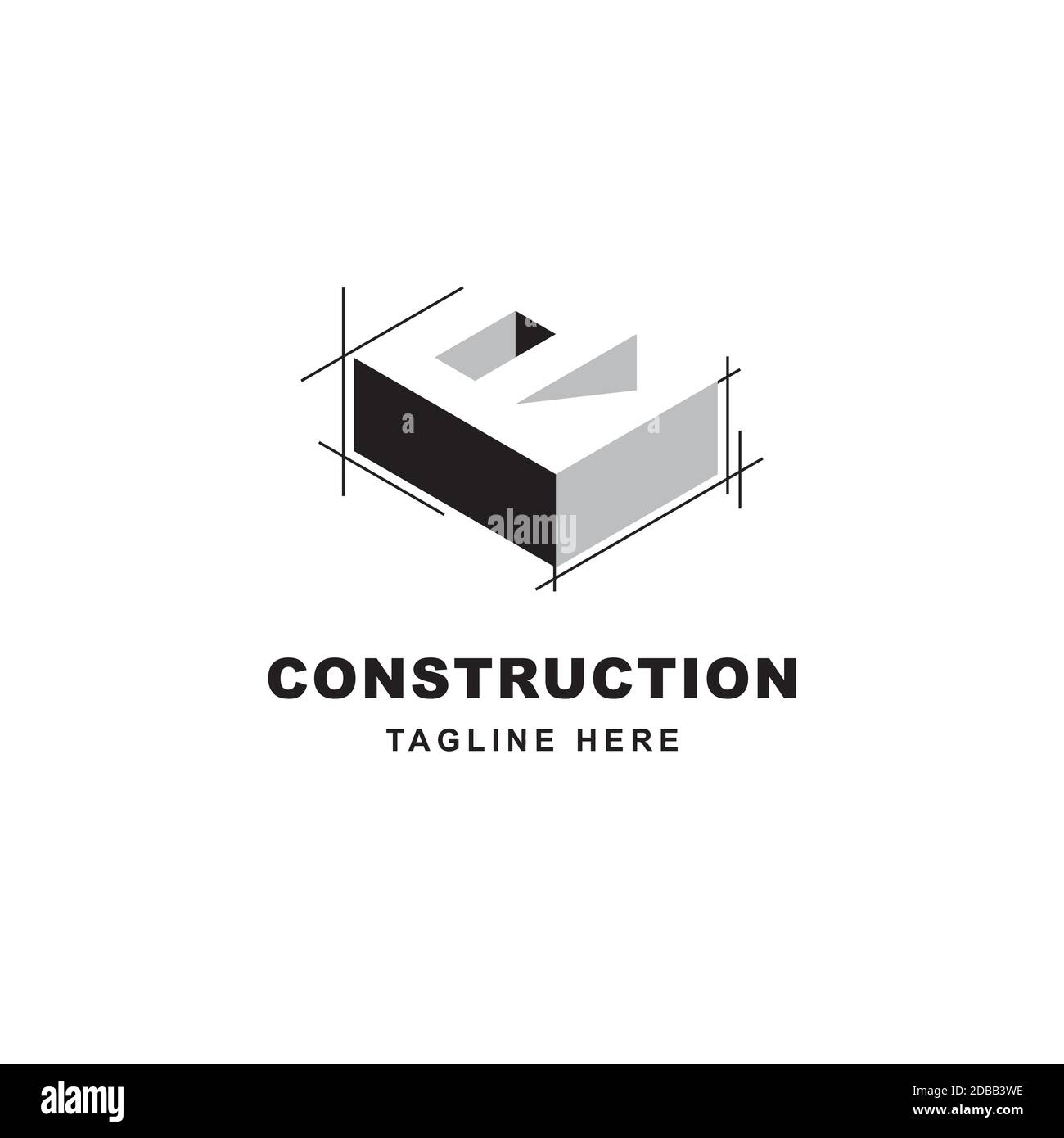 Logo de construction avec icône en forme de lettre R. Lettre R initiale sur le symbole du bâtiment Illustration de Vecteur