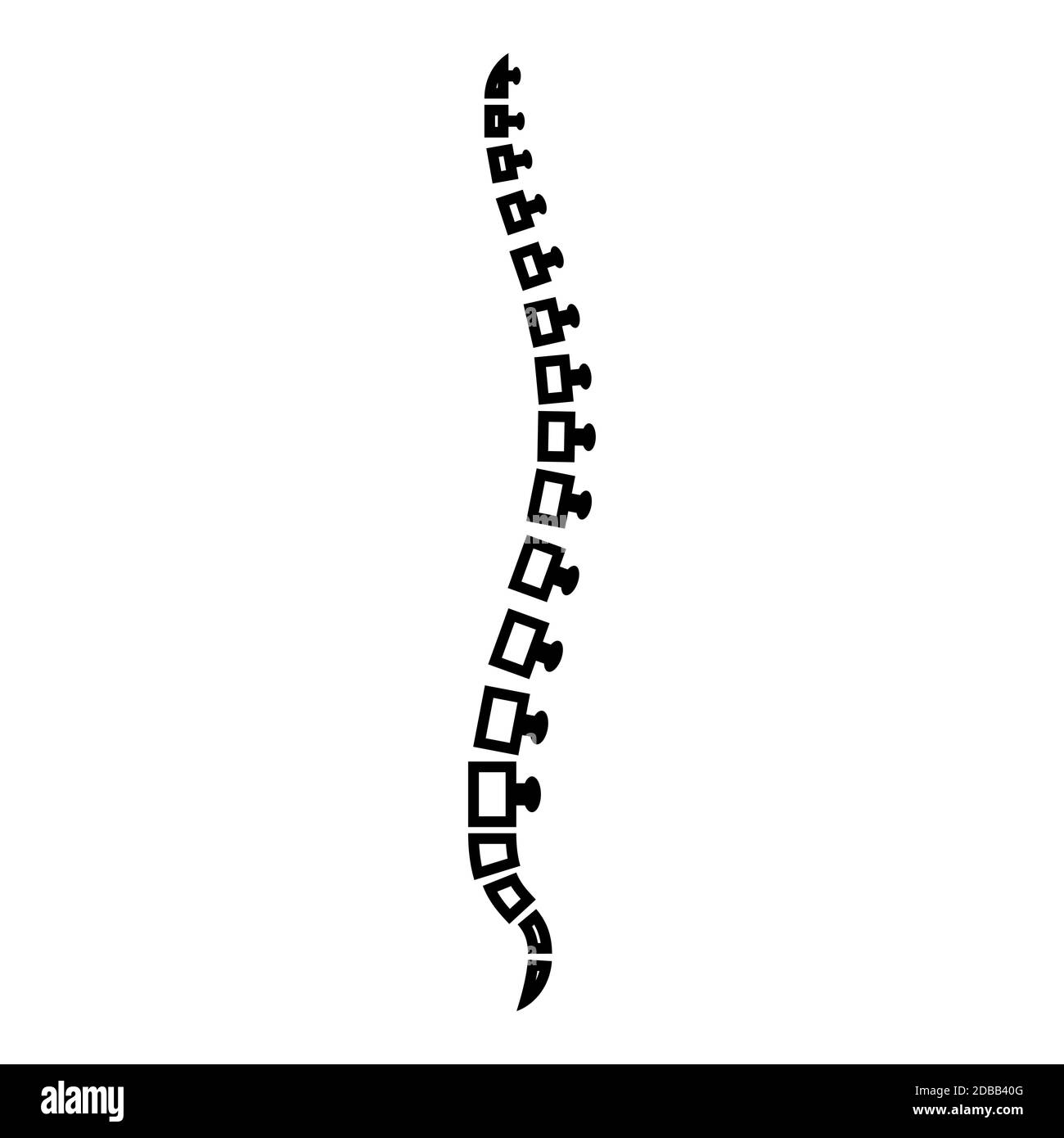 Rachis humain spinal vue latérale vertèbre dorsale des vertébrés icône contour noir illustration vectorielle image simple de style plat Banque D'Images