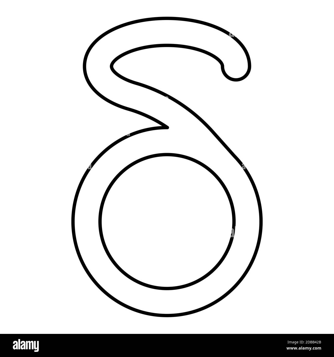 Delta grec symbole petite lettre minuscule icône police contour noir illustration vectorielle style plat image simple Banque D'Images