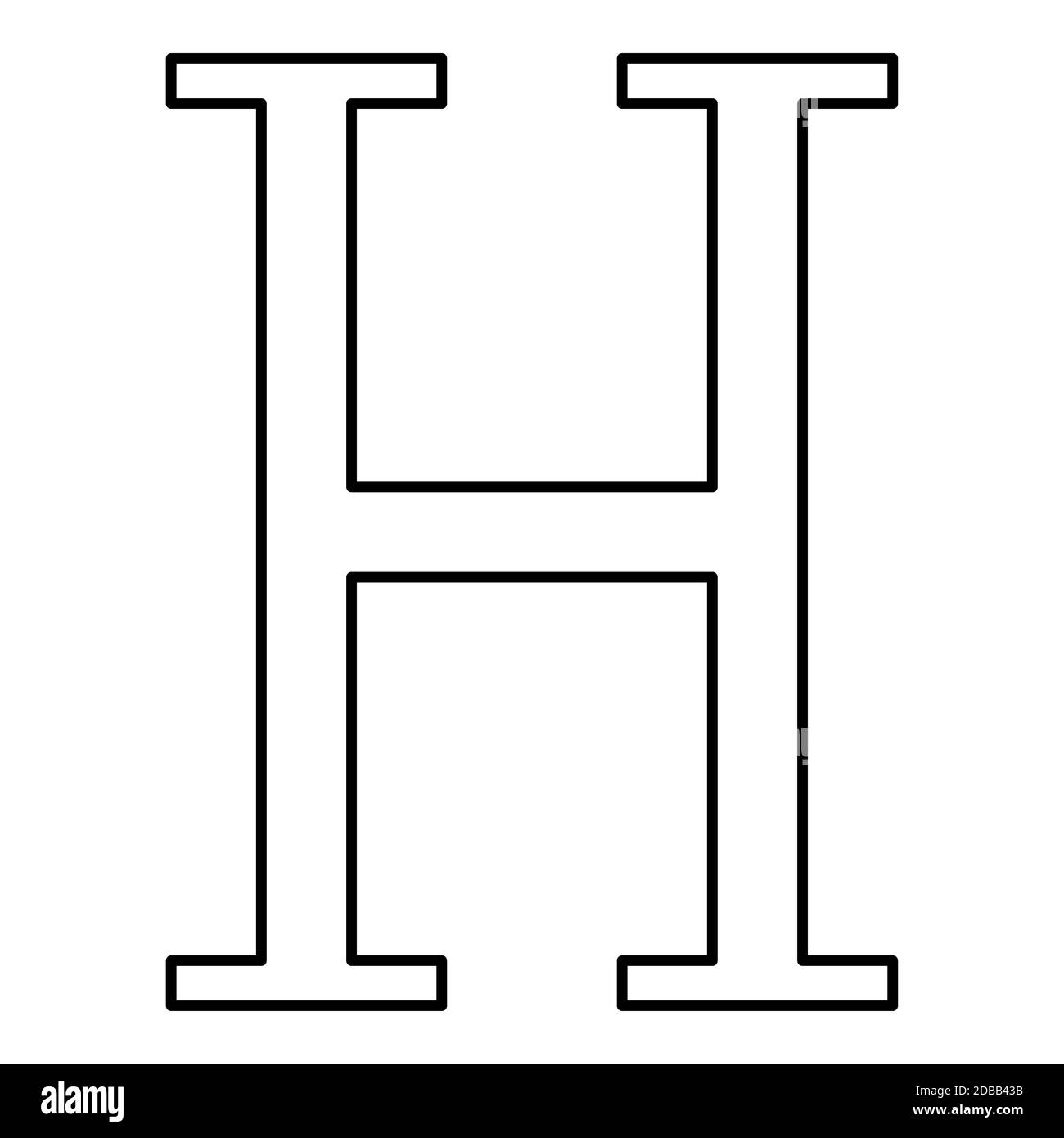 ETA symbole grec majuscule majuscule police majuscule icône contour noir illustration vectorielle couleur plate style simple image Banque D'Images