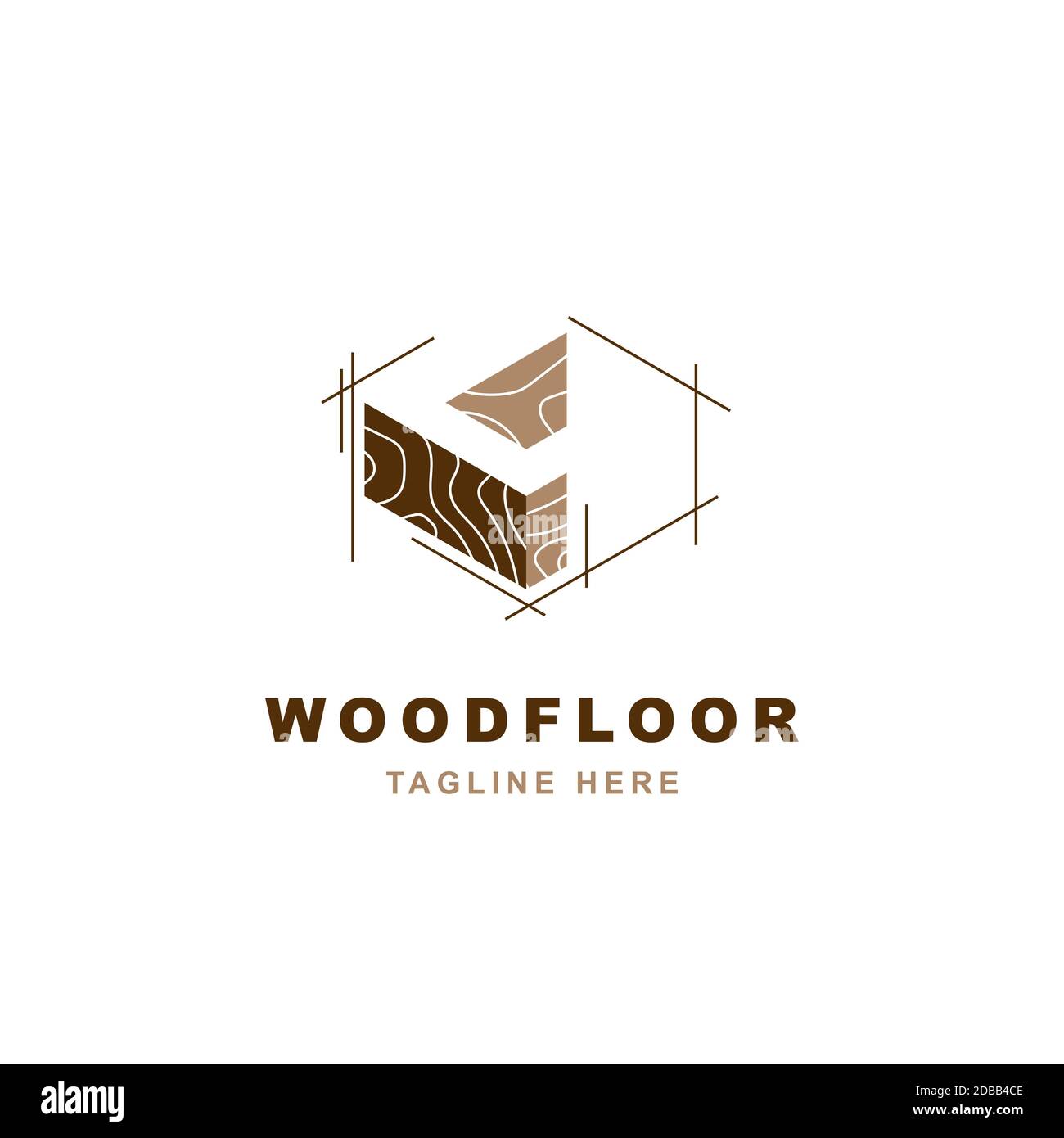 Logo en bois avec modèle de dessin vectoriel en forme de L Illustration de Vecteur