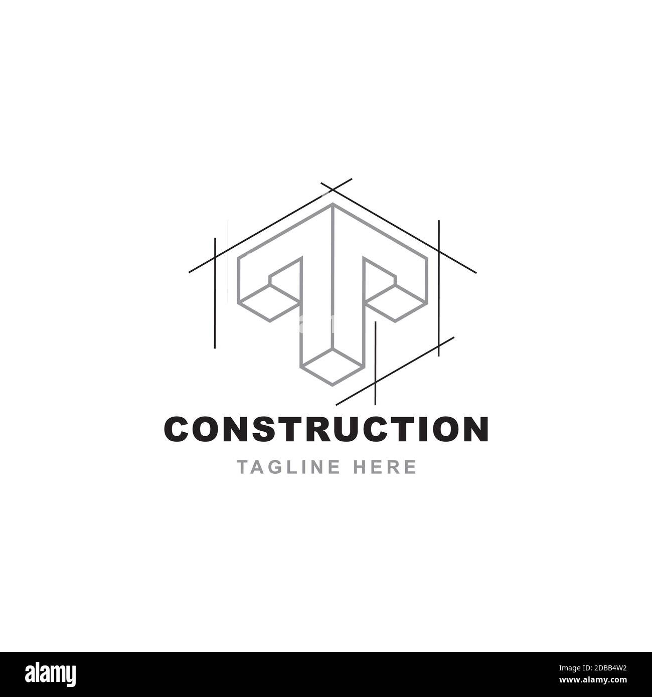 Logo de construction avec modèle vectoriel en forme de lettre T. Illustration de Vecteur