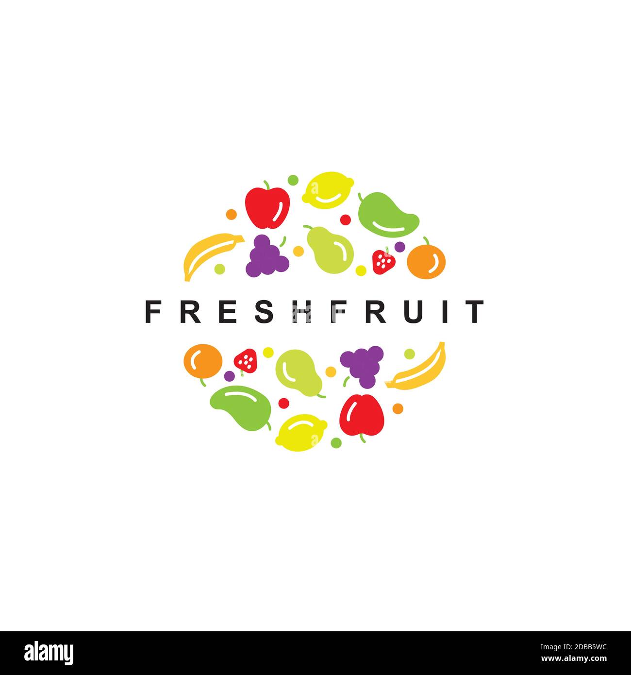 Modèle vectoriel de conception de logo de fruits frais .symbole d'aliments biologiques sains Illustration de Vecteur