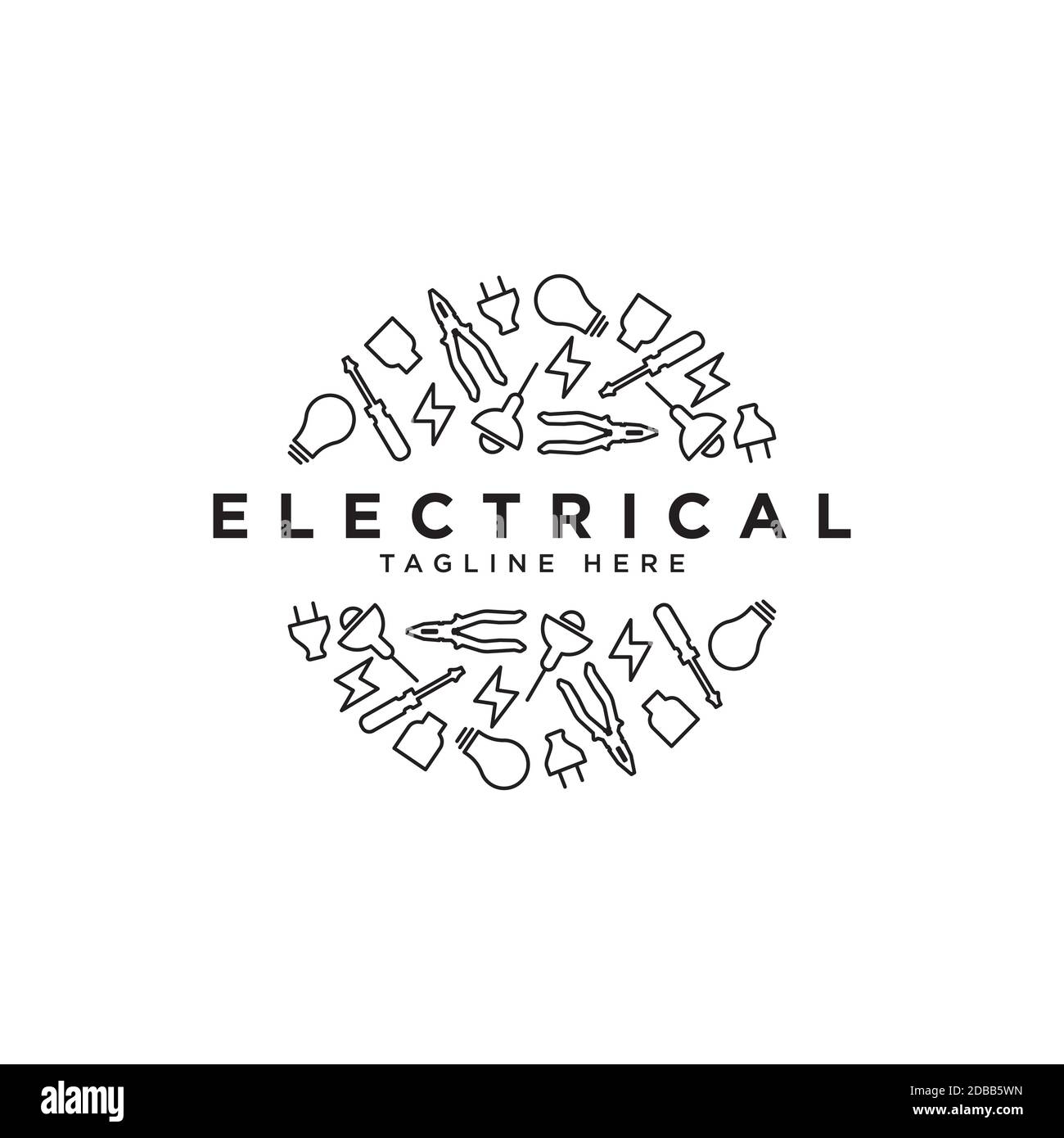 Modèle vectoriel de conception de logo Electrical Icon Set. Illustration de Vecteur