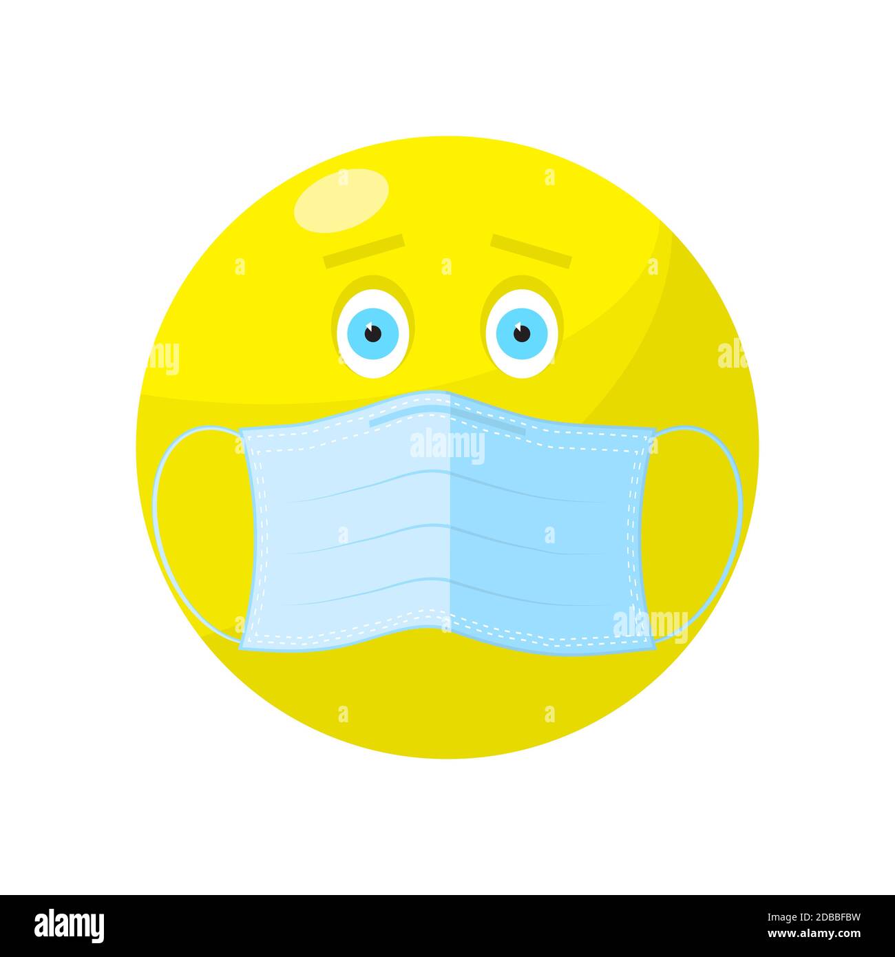 Balle jaune avec masque médical. Arrêtez COVID-19. Protection contre les coronavirus. Éclosion 2019-ncov. Entourez le visage des médias sociaux. Banque D'Images