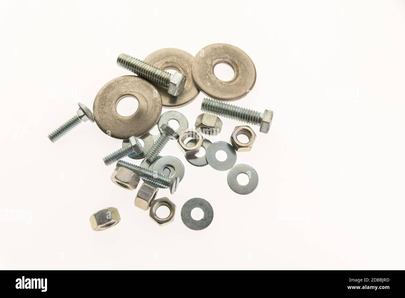 vis en tôle et en acier inoxydable avec écrous hexagonaux Banque D'Images