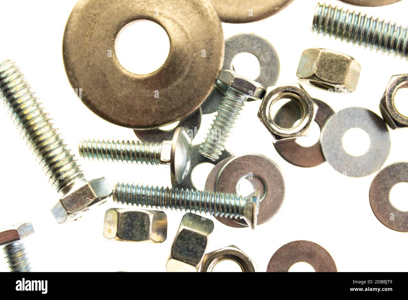 vis en tôle et en acier inoxydable avec écrous hexagonaux Banque D'Images