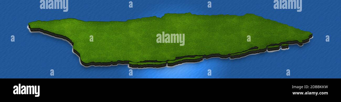 Illustration d'une carte verte d'Aruba sur fond d'eau. Projection de perspective isométrique 3D droite. Banque D'Images