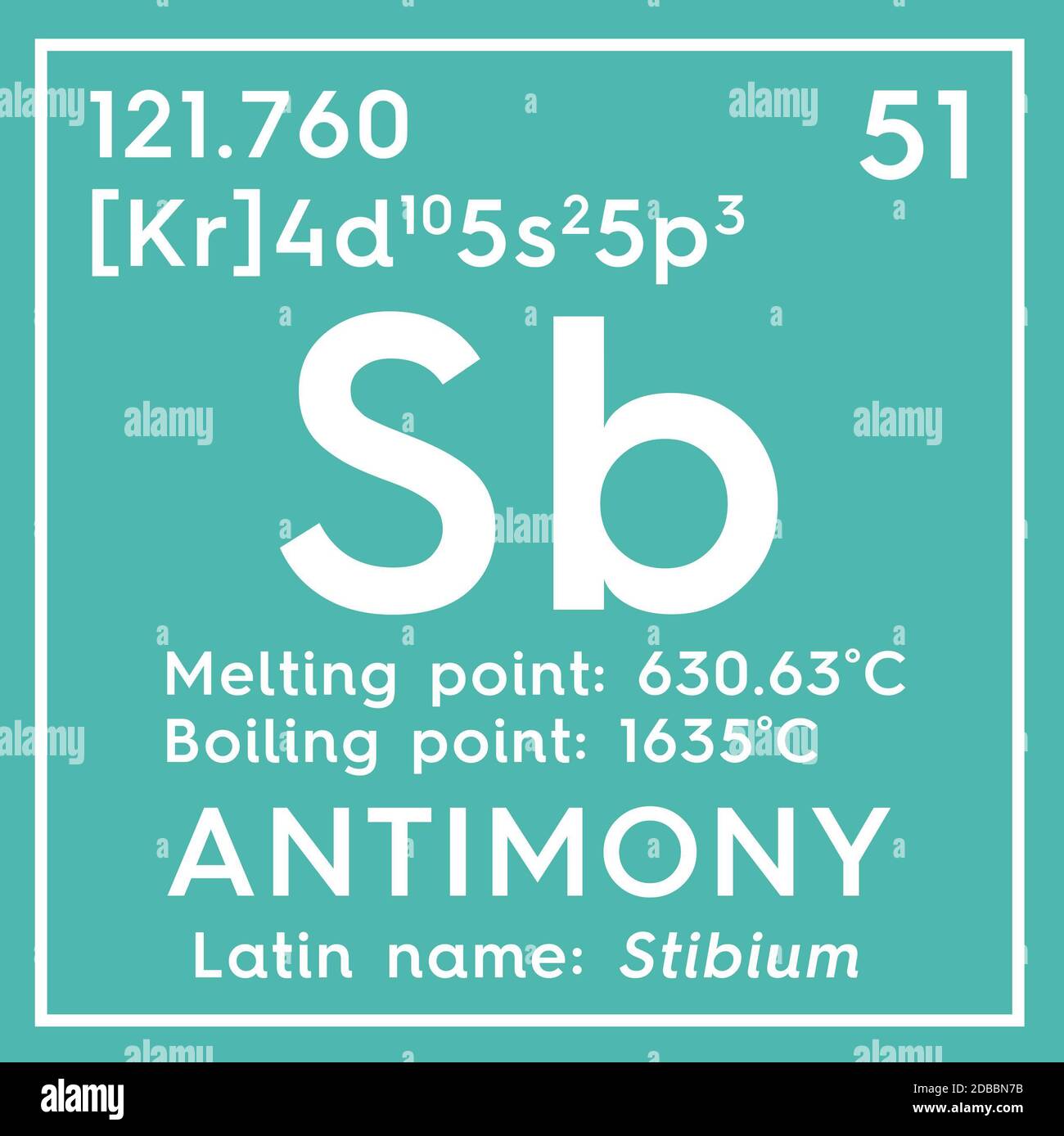 Antimoine. Stibium. Métalloïdes. Élément chimique du tableau périodique de Mendeleev. Concept