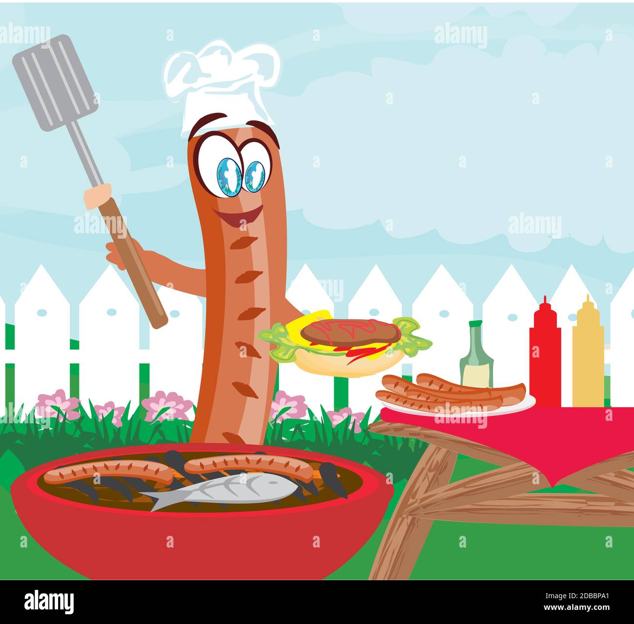 Partie De Barbecue Saucisses Joyeux Drole Invitation Photo Stock Alamy