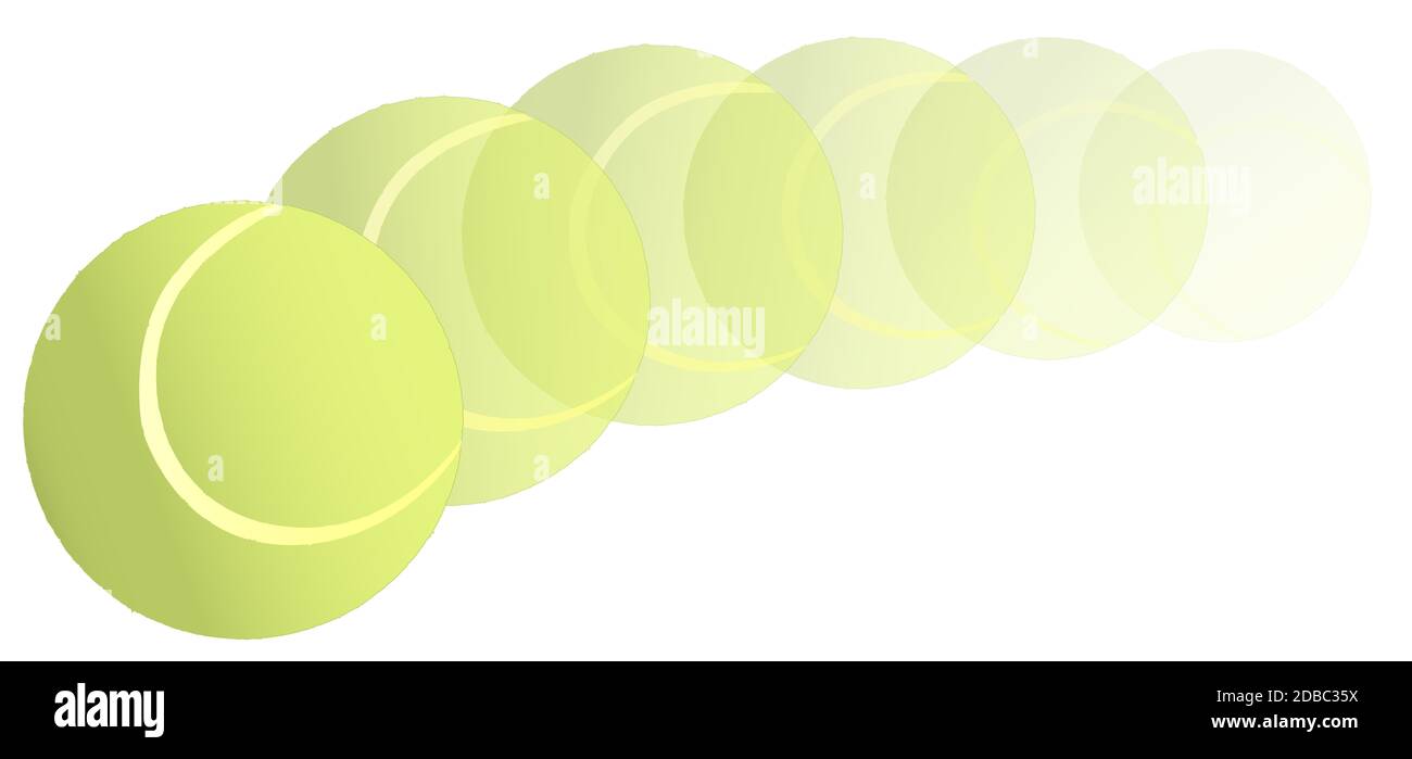 Une nouvelle balle de tennis jaune volant par l'air sur une trajectoire  d'arc Photo Stock - Alamy