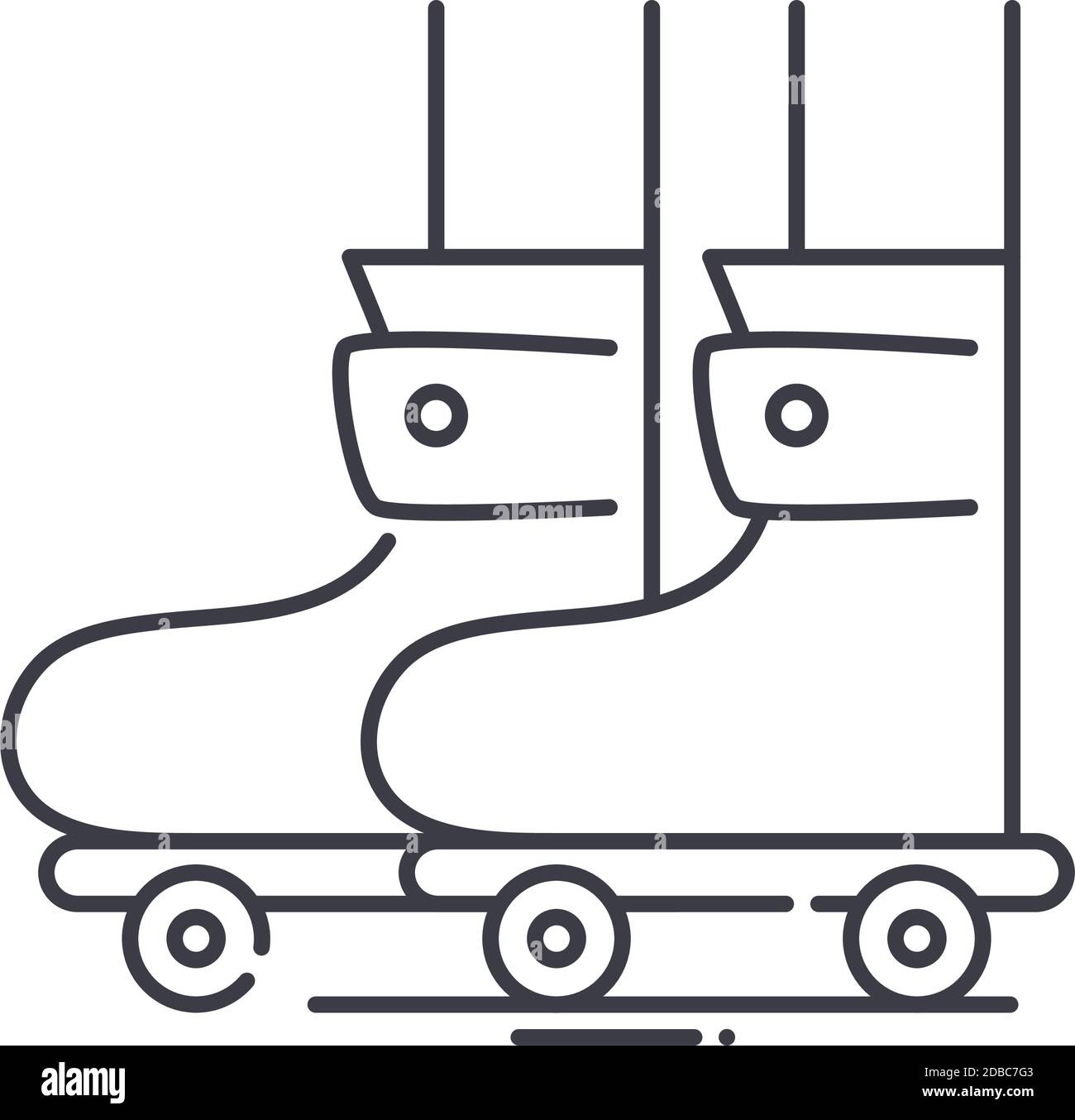 Icône de lames de rouleau, illustration isolée linéaire, vecteur de ligne mince, signe de conception de Web, symbole de concept de contour avec contour modifiable sur fond blanc. Illustration de Vecteur