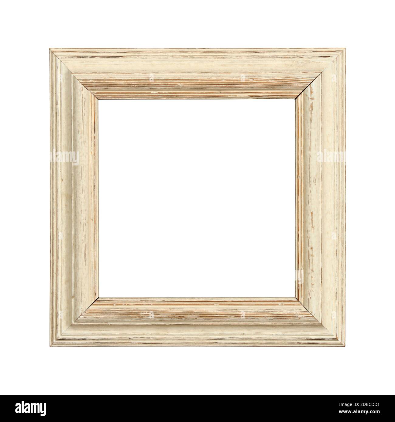 Ancienne ancienne ancienne ancienne décoration carrée peinte beige avec peinture fissurée isolée sur blanc, gros plan Banque D'Images