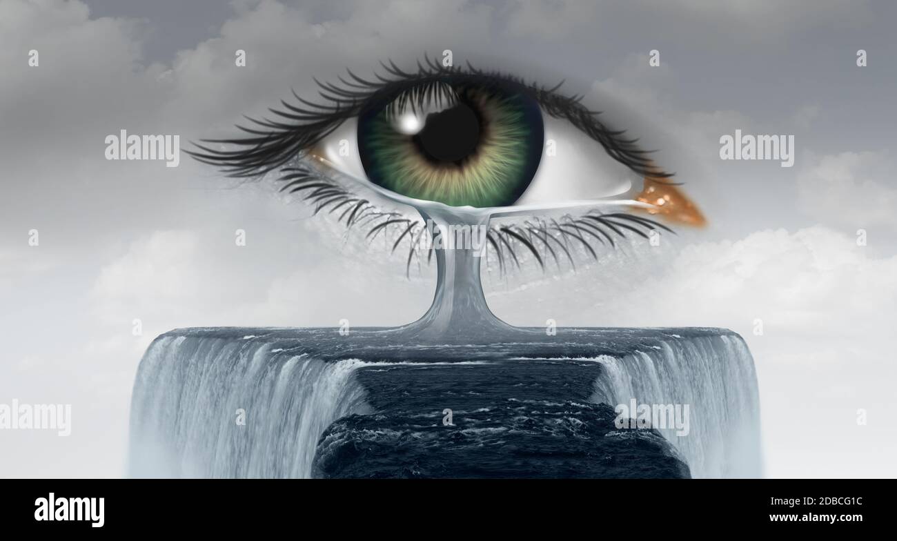 Concept de pleurs et catharsis idée émotionnelle ou peur et nettoyage de l'esprit et purification cathartique comme un symbole de psychologie. Banque D'Images