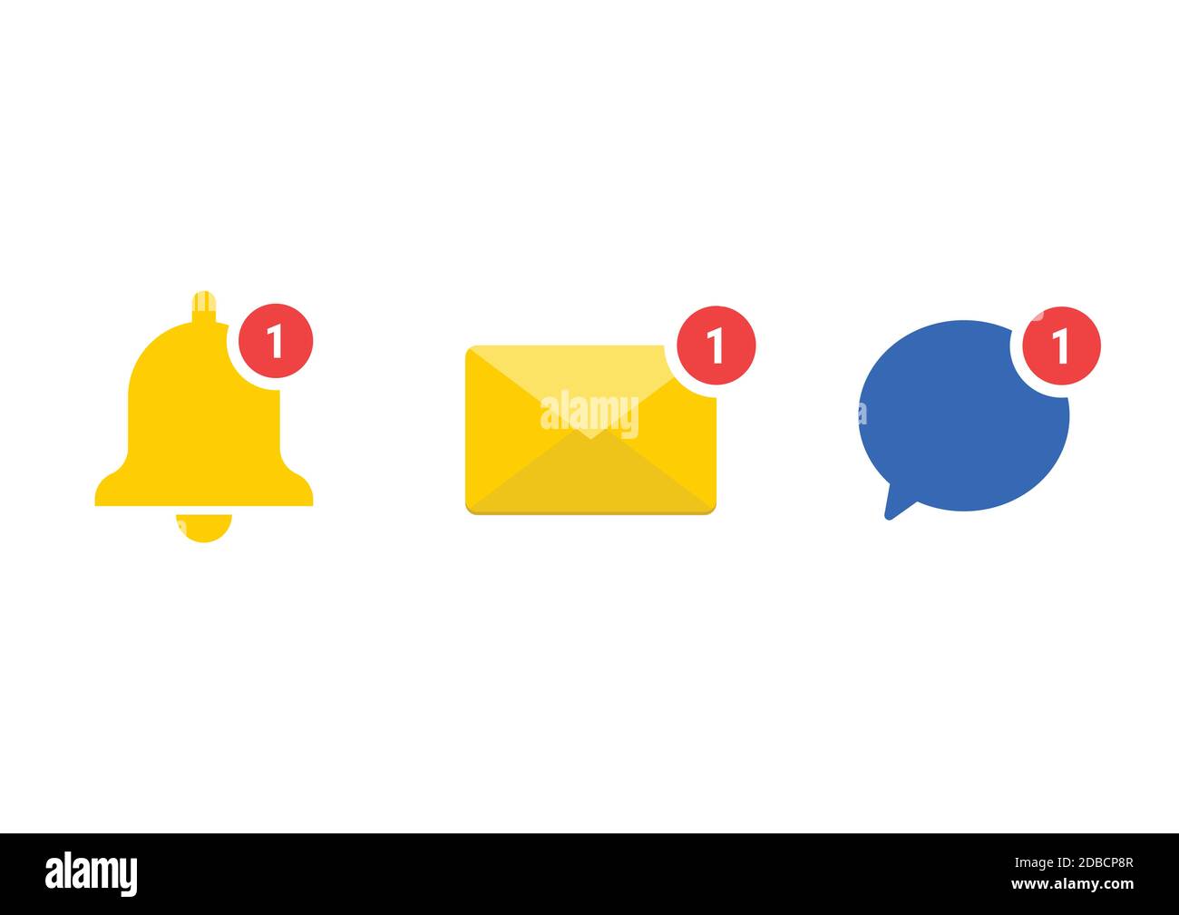 Icônes de jeu de notifications sur les réseaux sociaux. Collection de symboles d'alerte de message. Illustration vectorielle Illustration de Vecteur