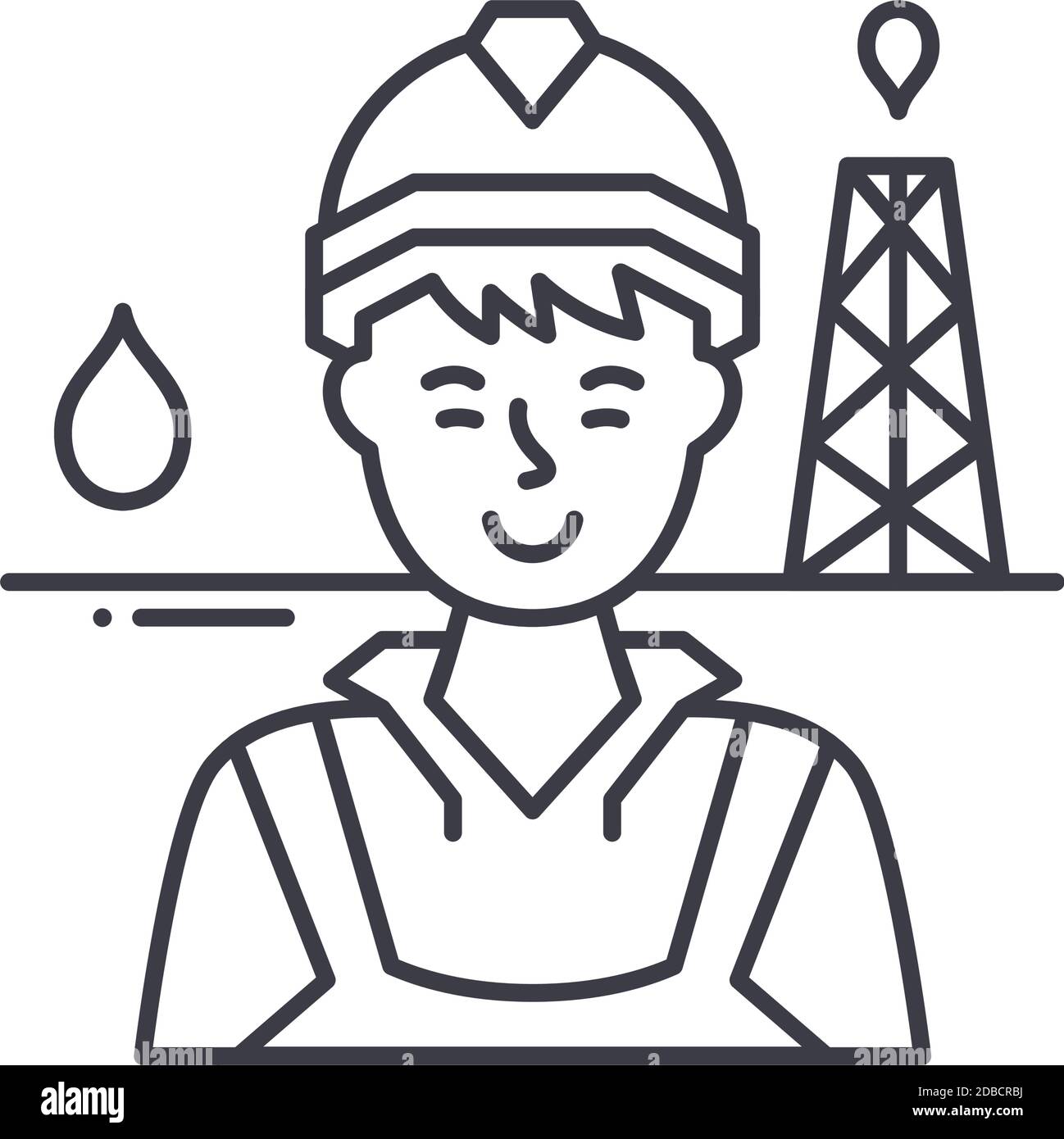 Icône rig worker, illustration linéaire isolée, vecteur ligne mince ...