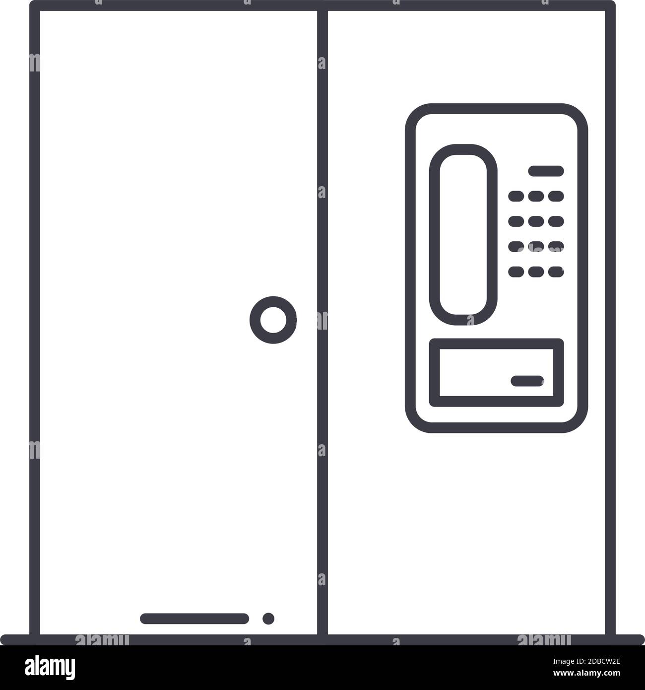 Icône de téléphone public, illustration isolée linéaire, vecteur de ligne mince, panneau de conception Web, symbole de concept de contour avec contour modifiable sur fond blanc. Illustration de Vecteur