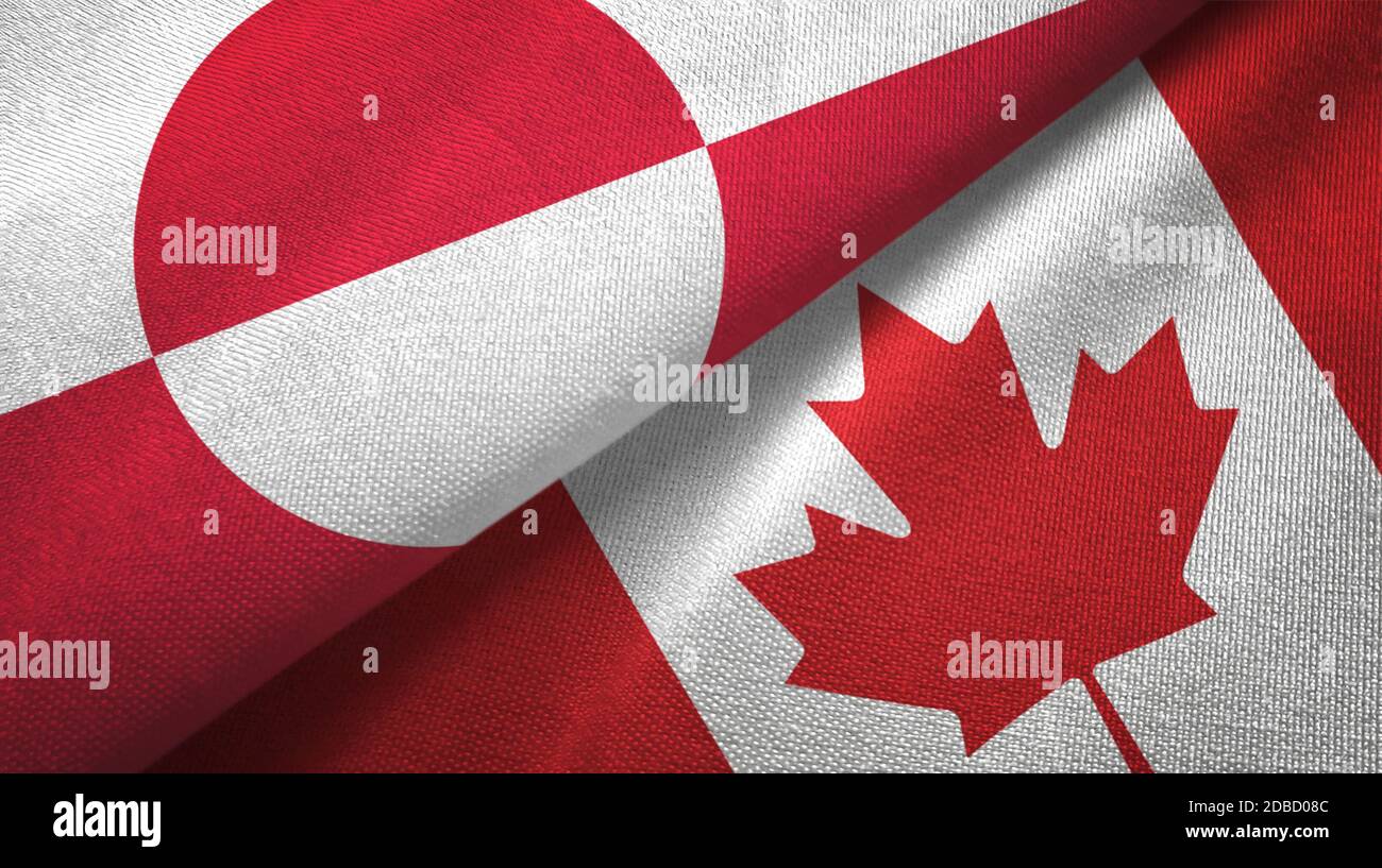 Groenland et Canada deux drapeaux tissu textile, texture de tissu Banque D'Images