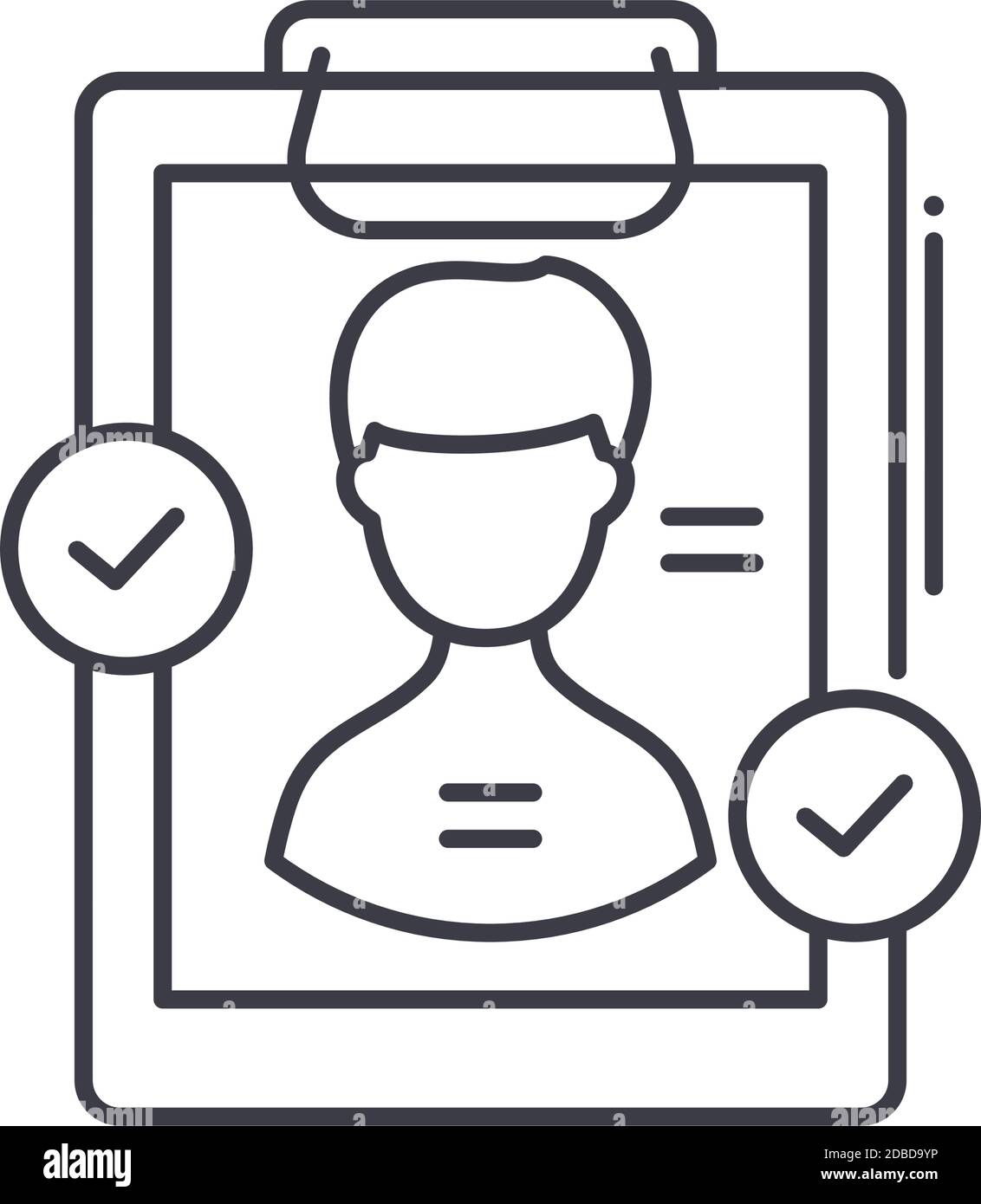 Icône de description de travail, illustration isolée linéaire, vecteur de ligne mince, panneau de conception Web, symbole de concept de contour avec contour modifiable sur fond blanc Illustration de Vecteur