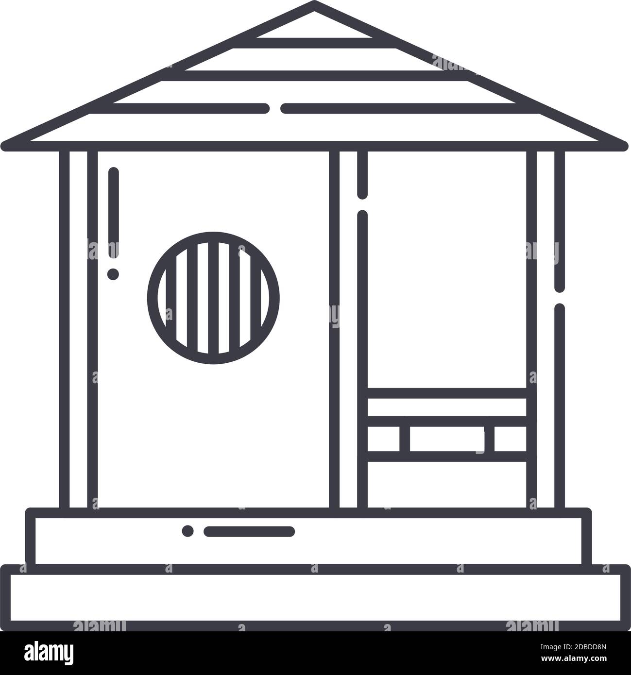 Icône de pavillon japonais, illustration isolée linéaire, vecteur de ligne mince, signe de conception de Web, symbole de concept de contour avec contour modifiable sur blanc Illustration de Vecteur