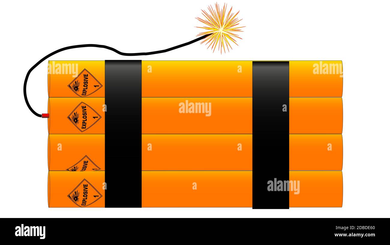 Les bâtons de dynamite allumé avec un fusible. Banque D'Images