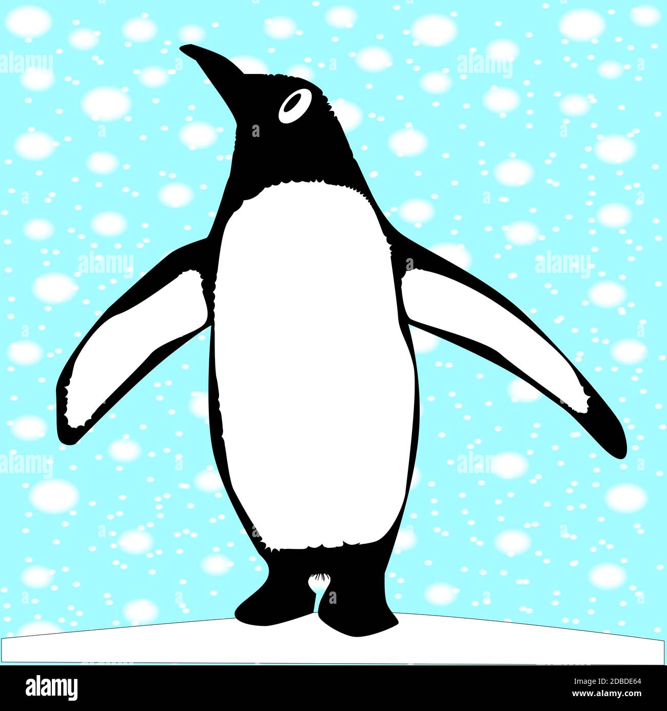 Un seul pingouin dans une tempête de neige. Banque D'Images