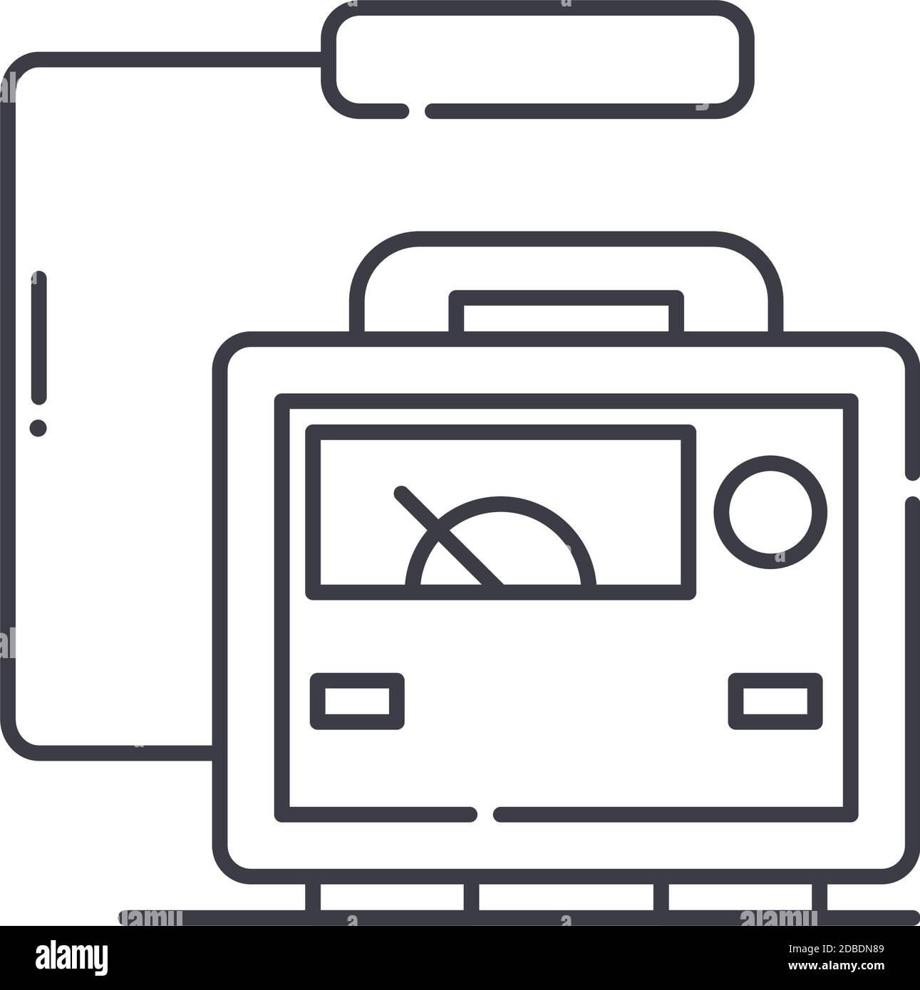Icône du scanner de rayonnement, illustration isolée linéaire, vecteur ligne mince, symbole de conception Web, symbole de concept de contour avec contour modifiable sur blanc Illustration de Vecteur
