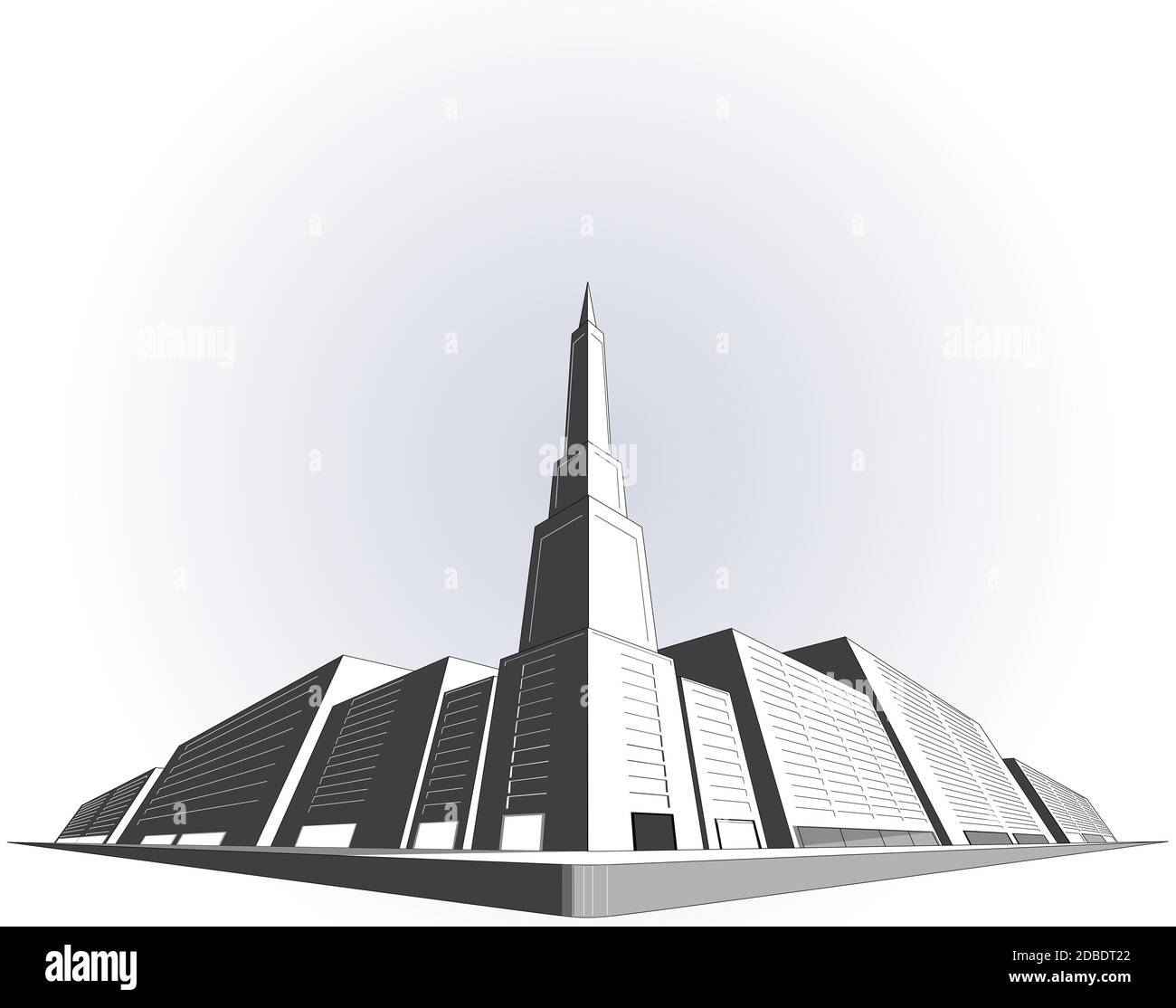 Un bloc de ville en perspective. Banque D'Images