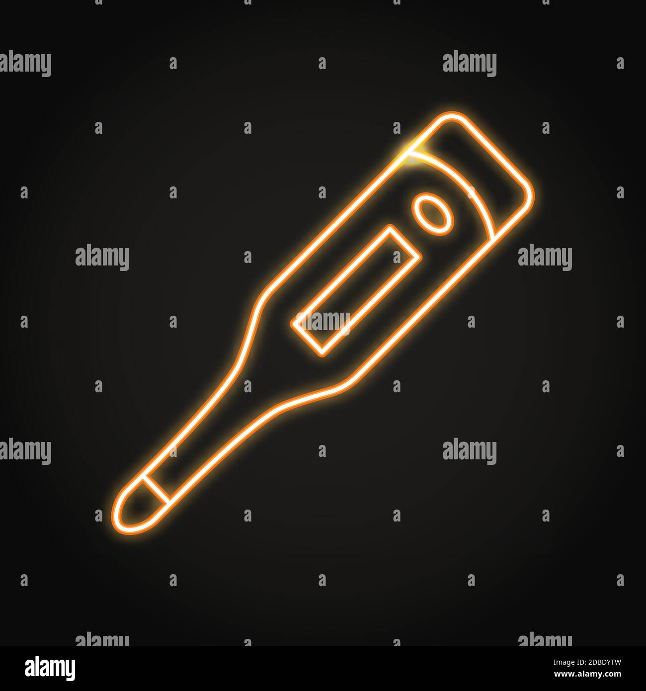 Icône de thermomètre numérique au néon en style de ligne Illustration de Vecteur