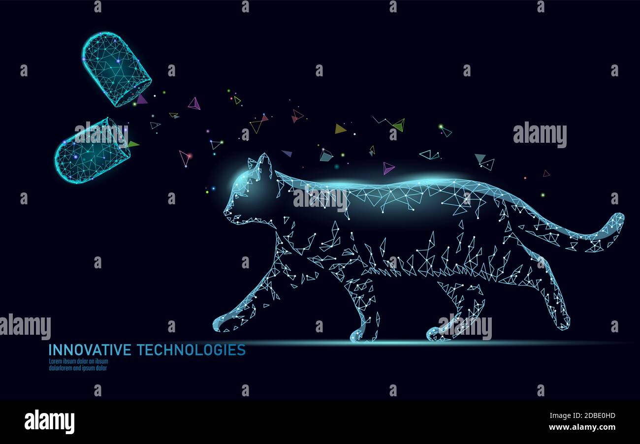 Modèle de bannière de pharmacie vétérinaire Silhouette Cat. Analyse microscope infection virale. Aide médicale VET Care. Vecteur du logo en ligne du médecin de l'hôpital vétérinaire Illustration de Vecteur