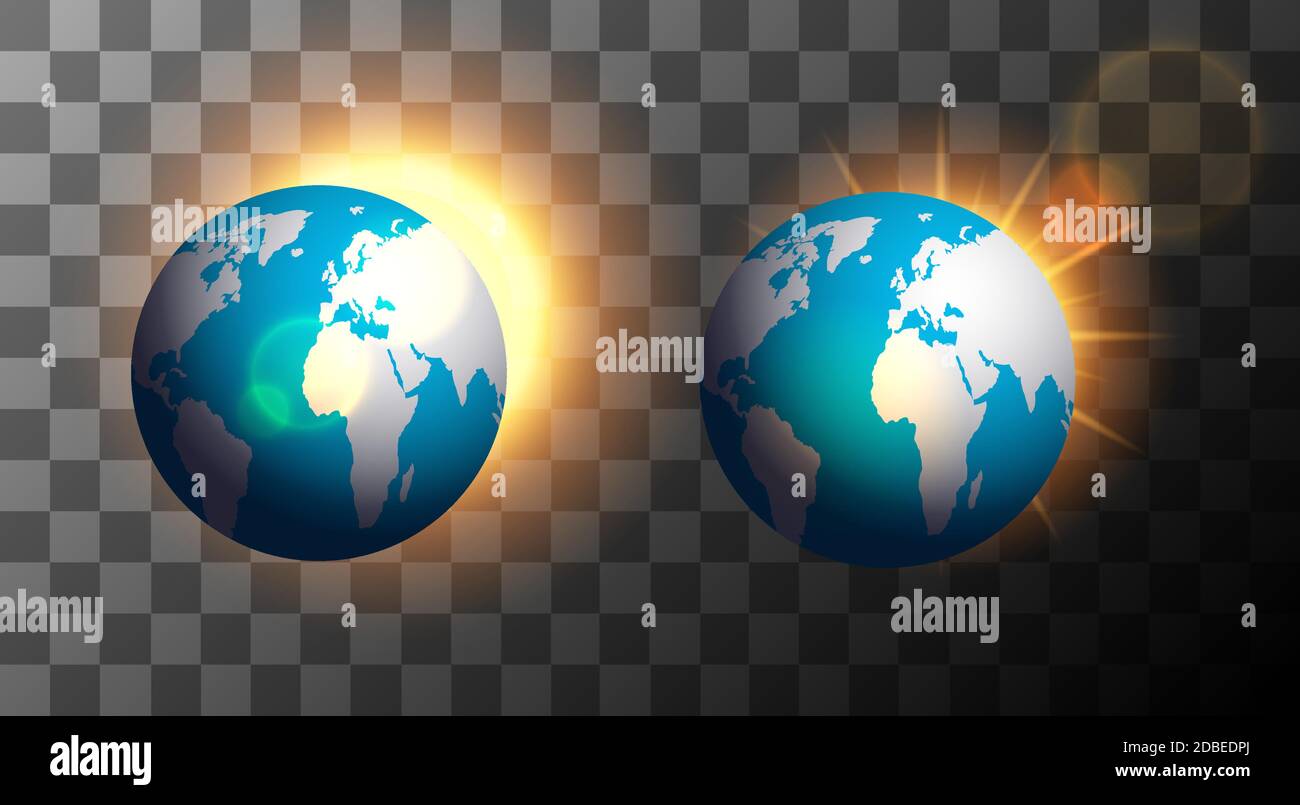 lever de soleil sur la terre sur un fond transparent Illustration de Vecteur