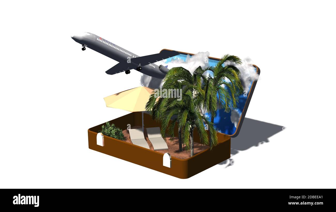 Planification des vacances d'été - objets isolés sur fond blanc Banque D'Images