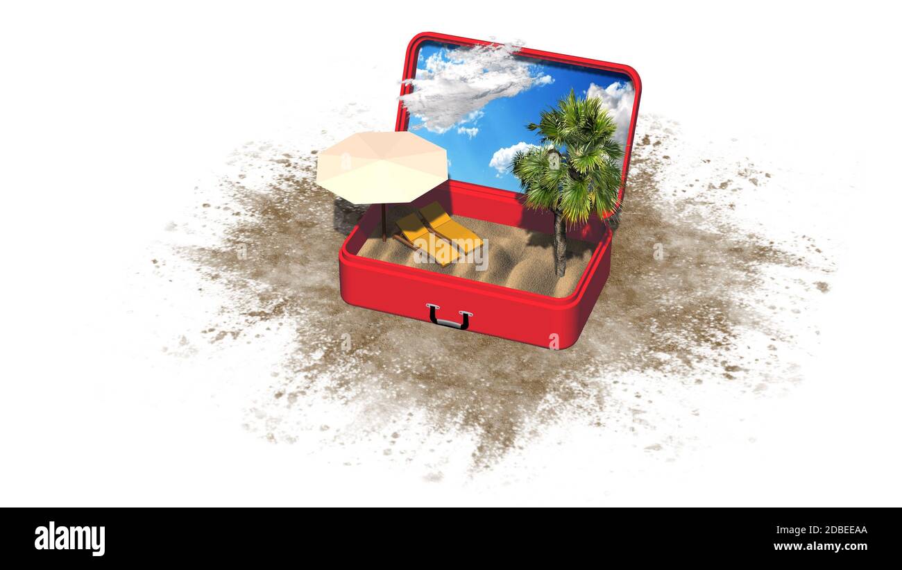 Planification des vacances d'été - objets isolés sur fond blanc Banque D'Images