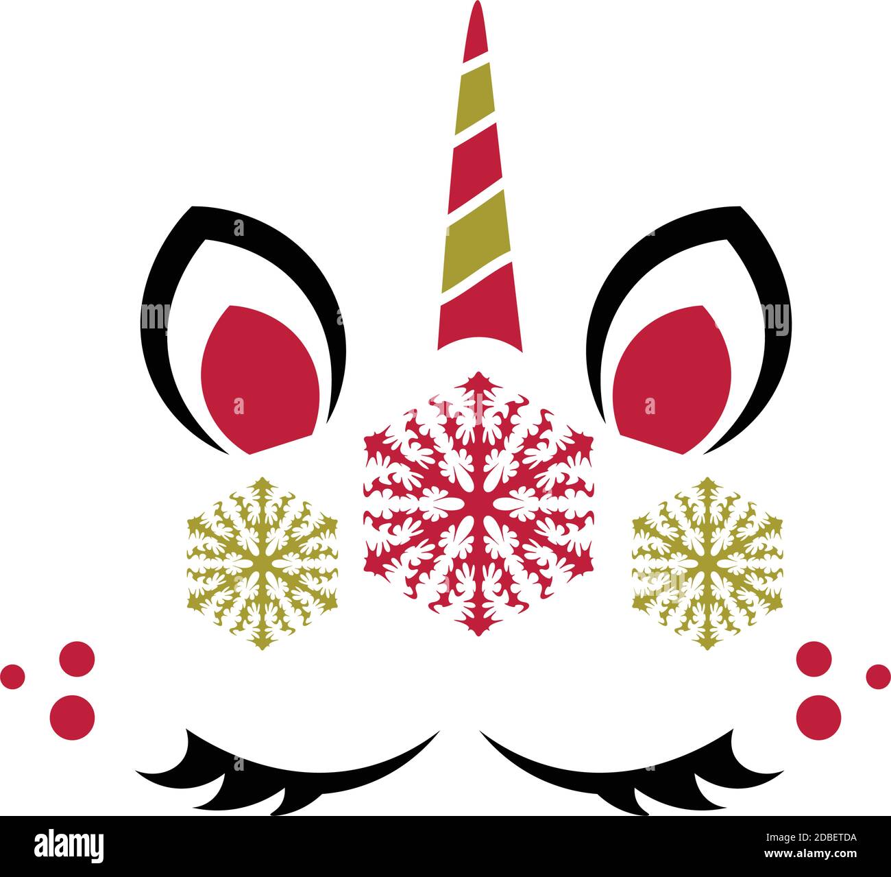 Jolie tête de licorne de Noël avec articles de Noël, cadeau de Noël magique  Image Vectorielle Stock - Alamy