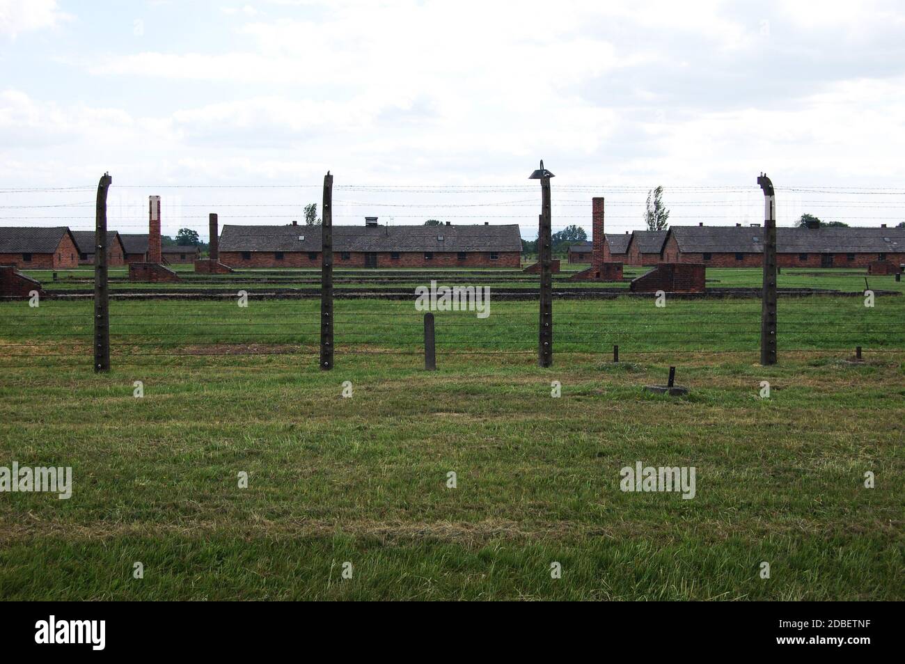 Extérieur des casernes au camp de concentration d'Auschwitz Banque D'Images