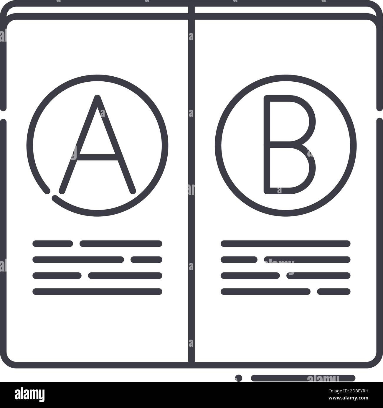 Icône de comparaison, illustration isolée linéaire, vecteur ligne mince, signe de conception Web, symbole de concept de contour avec contour modifiable sur fond blanc. Illustration de Vecteur