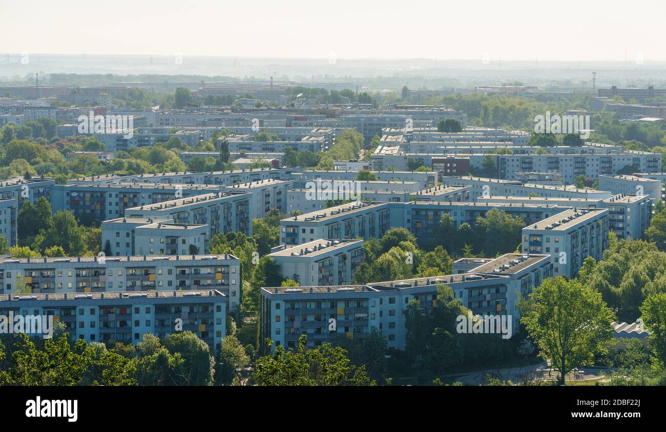 Vue sur le quartier résidentiel de Berlin - quartier Marzahn-Hellersdorf. Allemagne. Banque D'Images