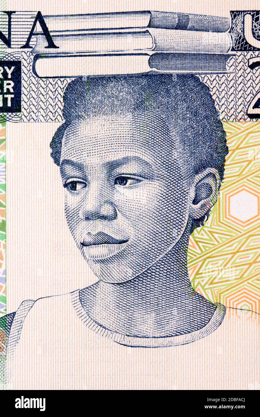 Fille d'école un portrait de l'argent ghanéen Banque D'Images