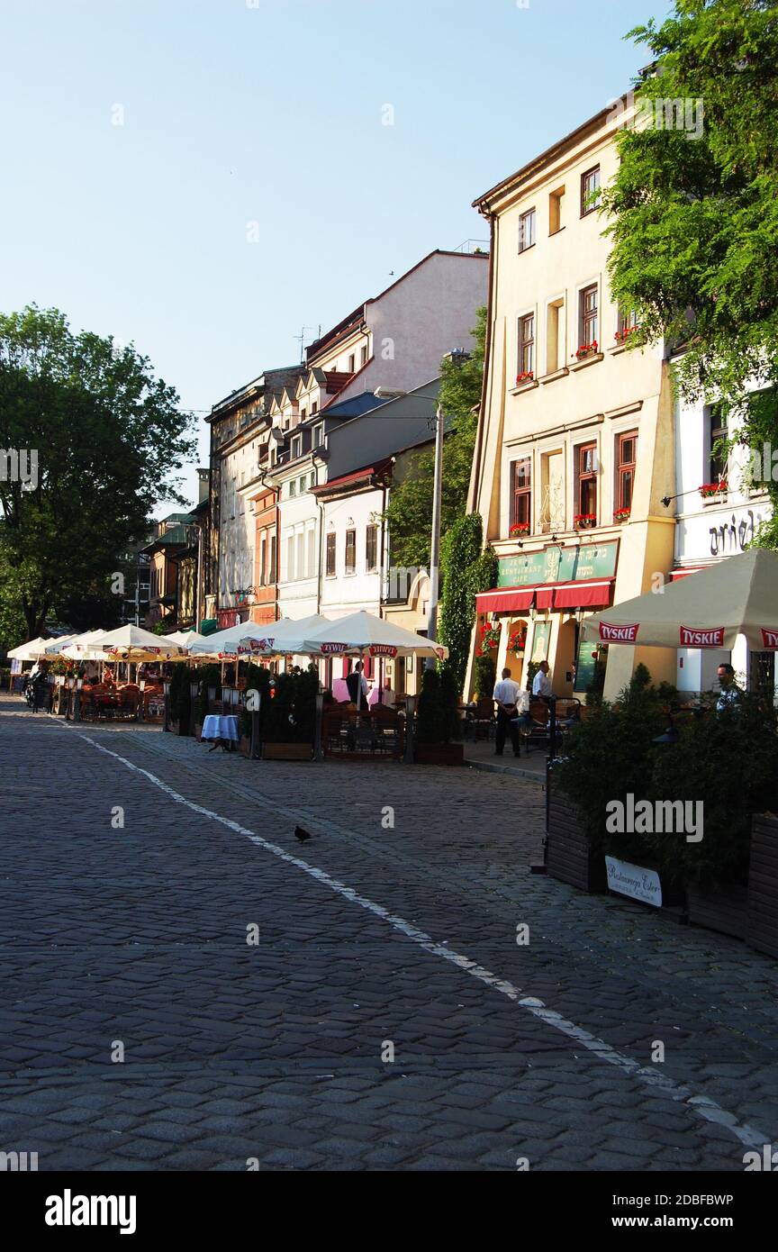 Restaurants à l'extérieur à Kazimierz, Cracovie, Pologne Banque D'Images