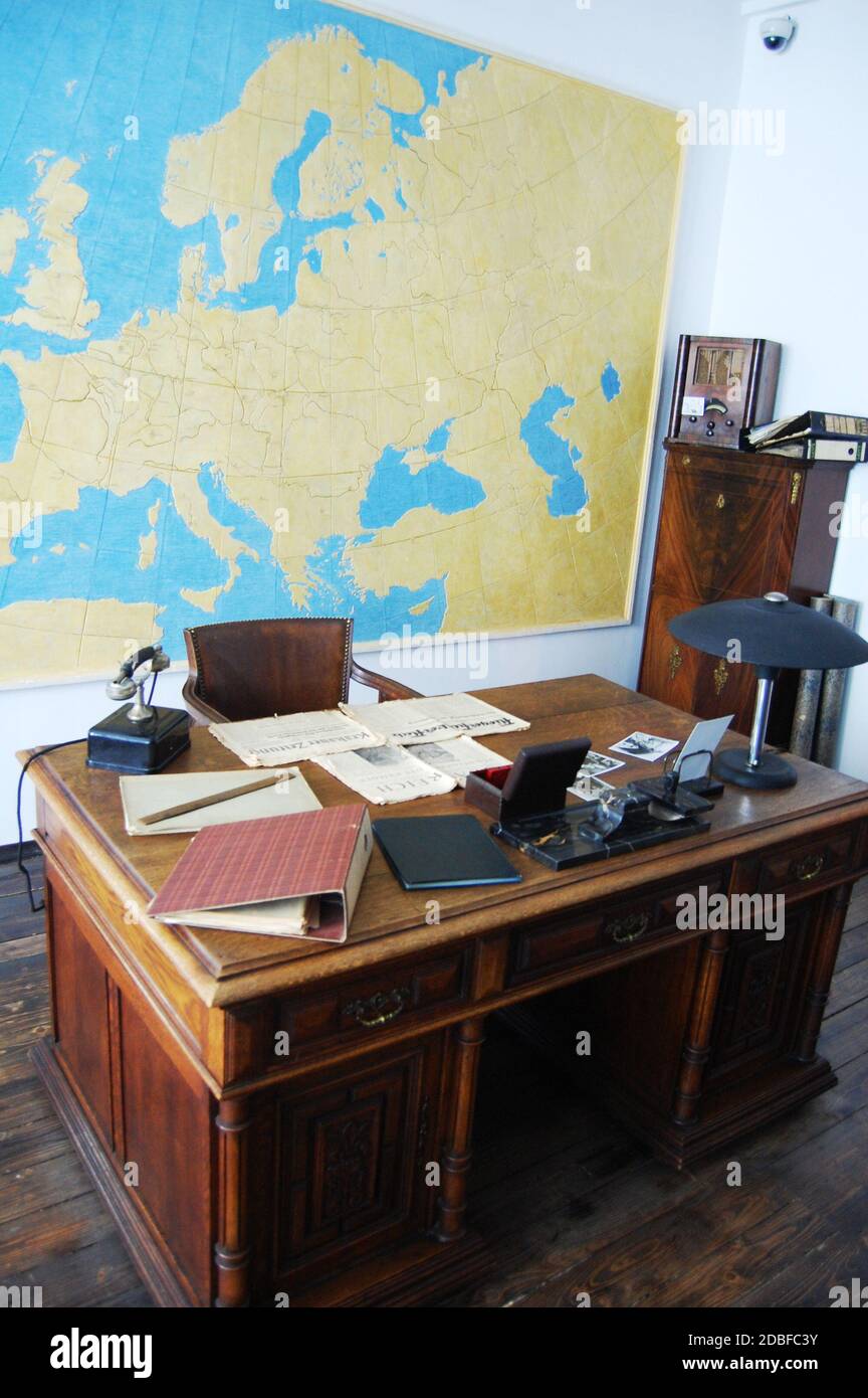 Bureau d'Oskar Schindler au Musée juif de Cracovie, Pologne Banque D'Images